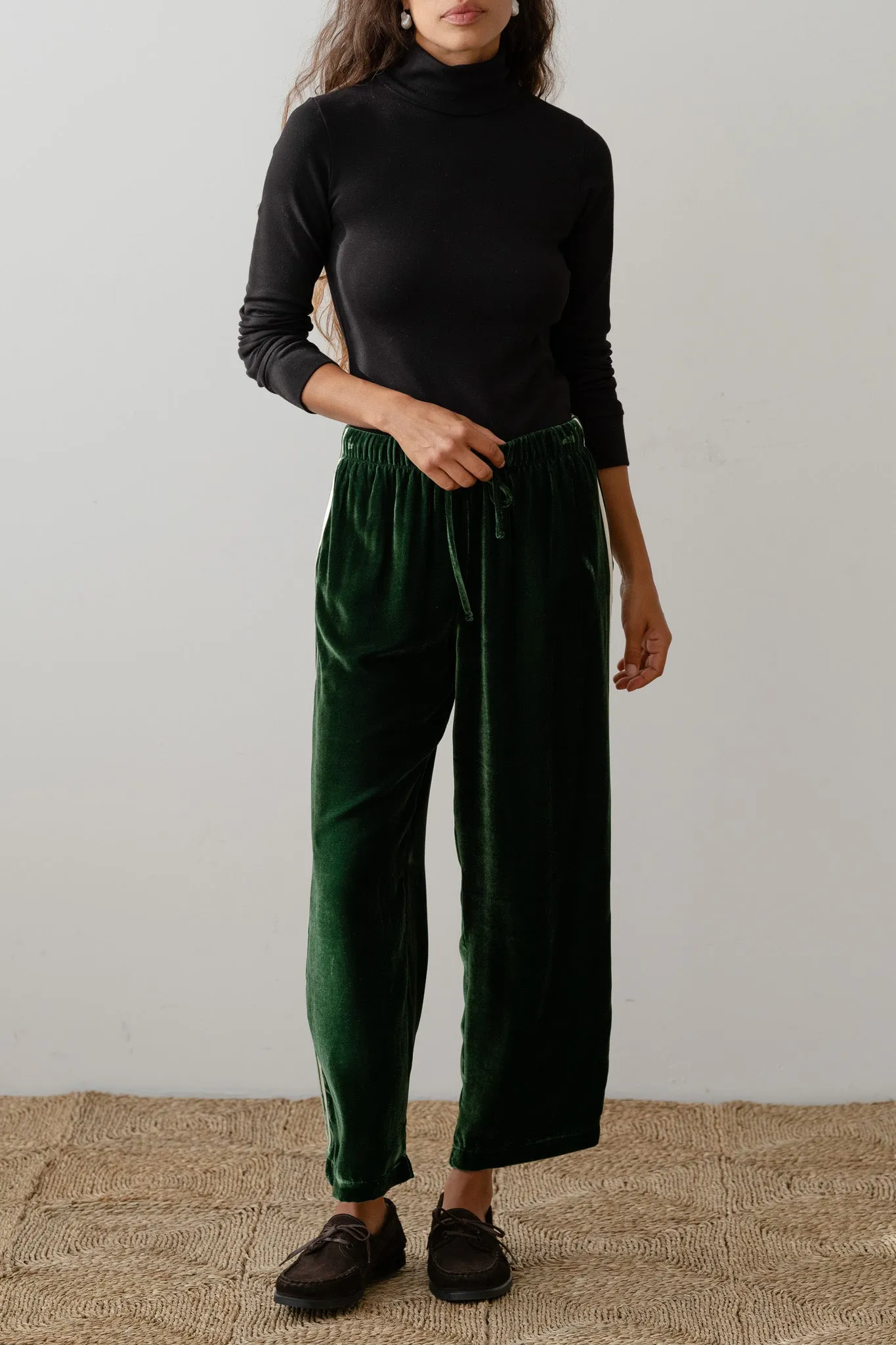 The Velvet Stripe Crop Pant sold by DONNI. product image thumbnail 5