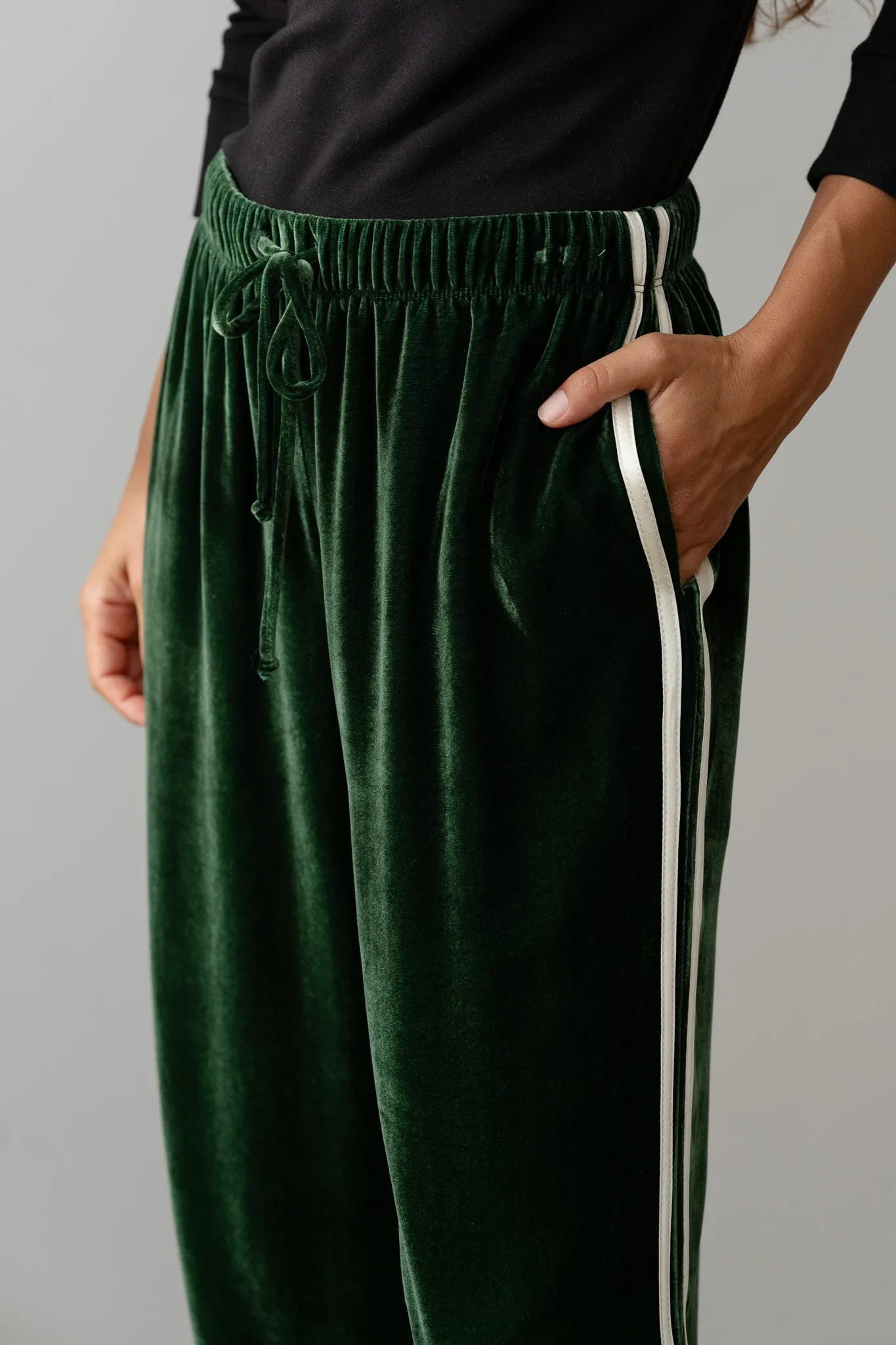 The Velvet Stripe Crop Pant sold by DONNI. product image thumbnail 3