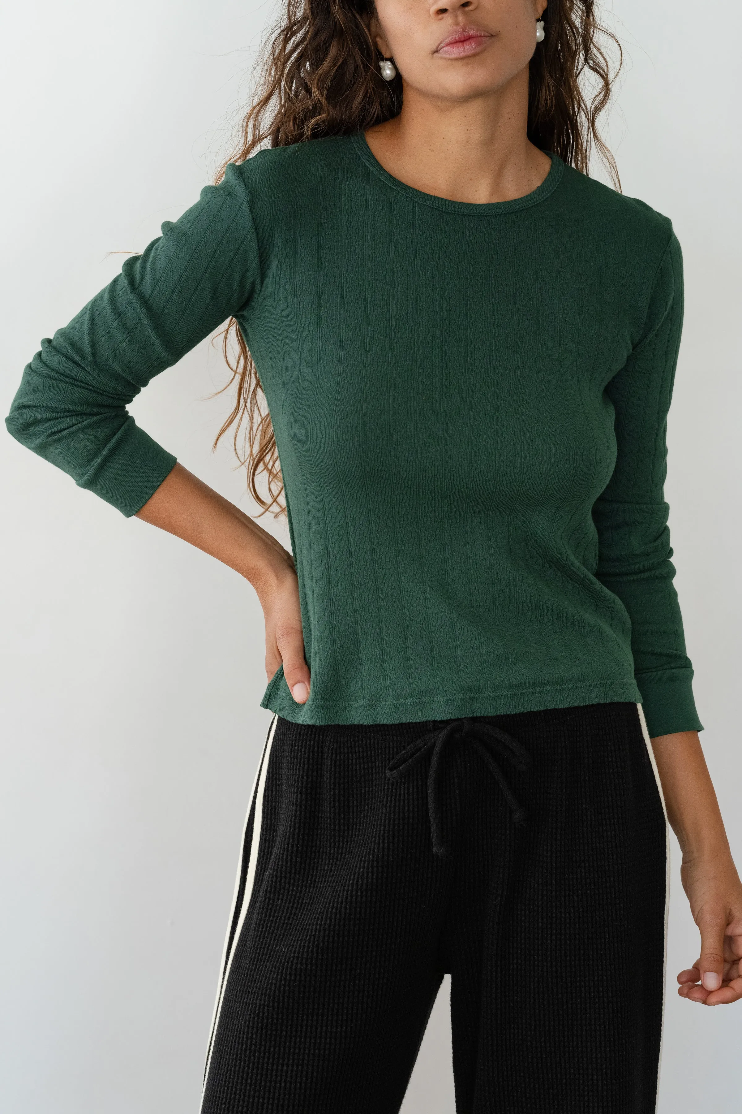 The Pointelle Long Sleeve sold by DONNI. product image thumbnail 4