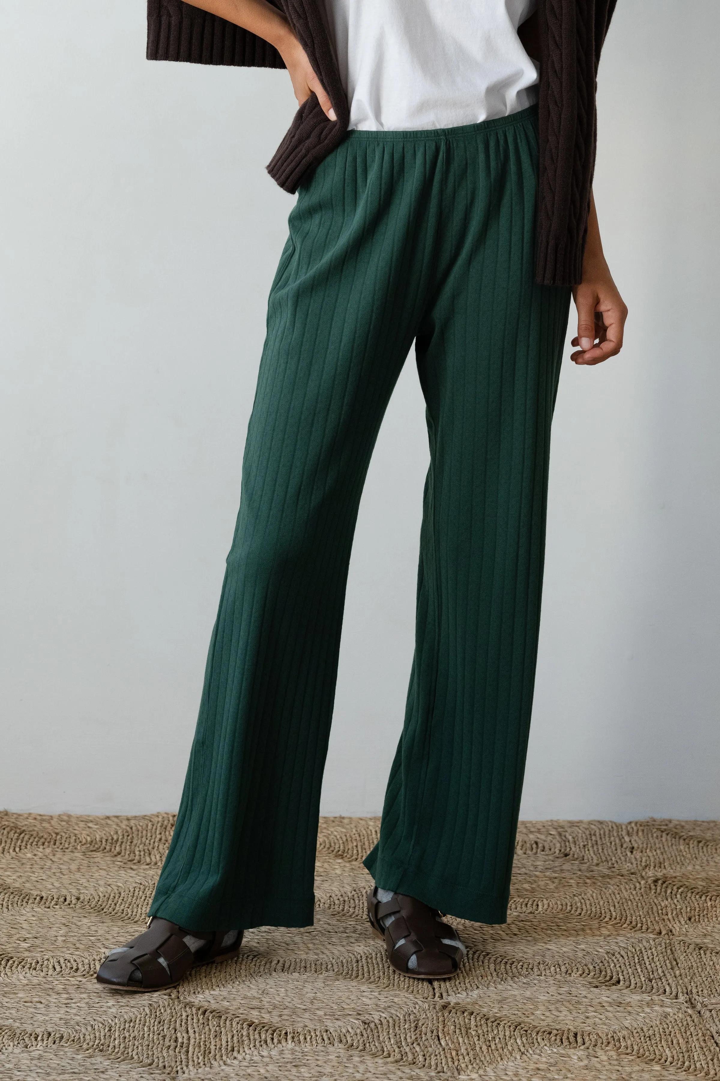 The Pointelle Simple Crop Pant sold by DONNI.