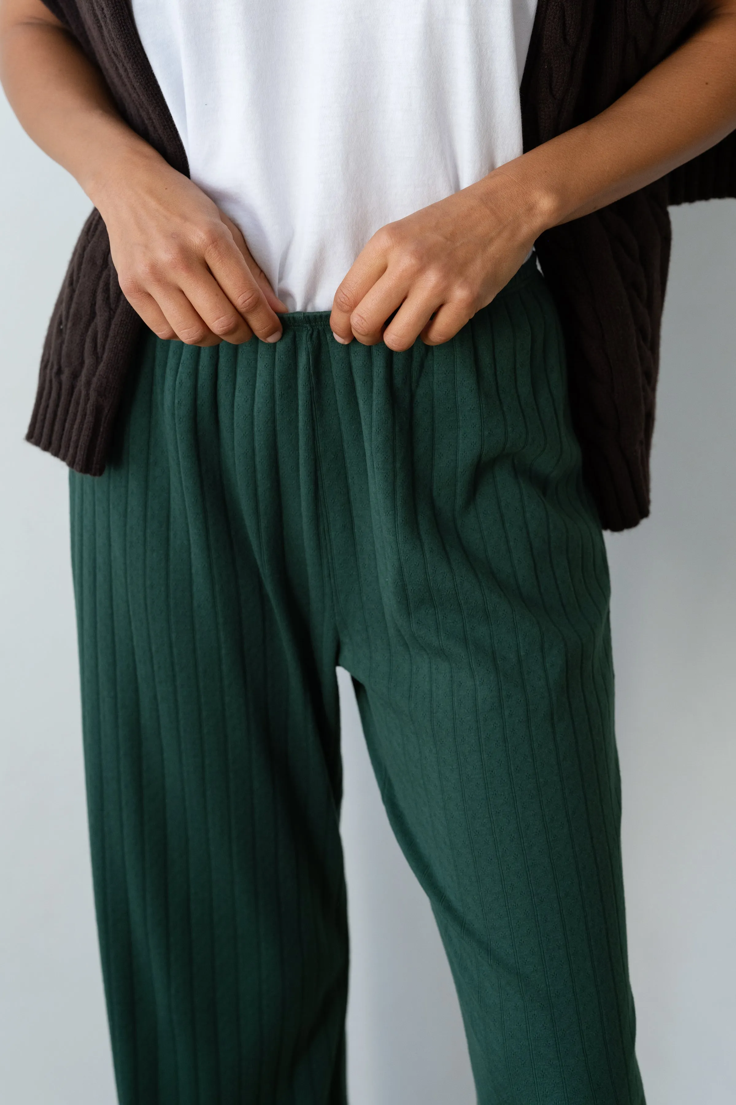 The Pointelle Simple Crop Pant sold by DONNI. product image thumbnail 5