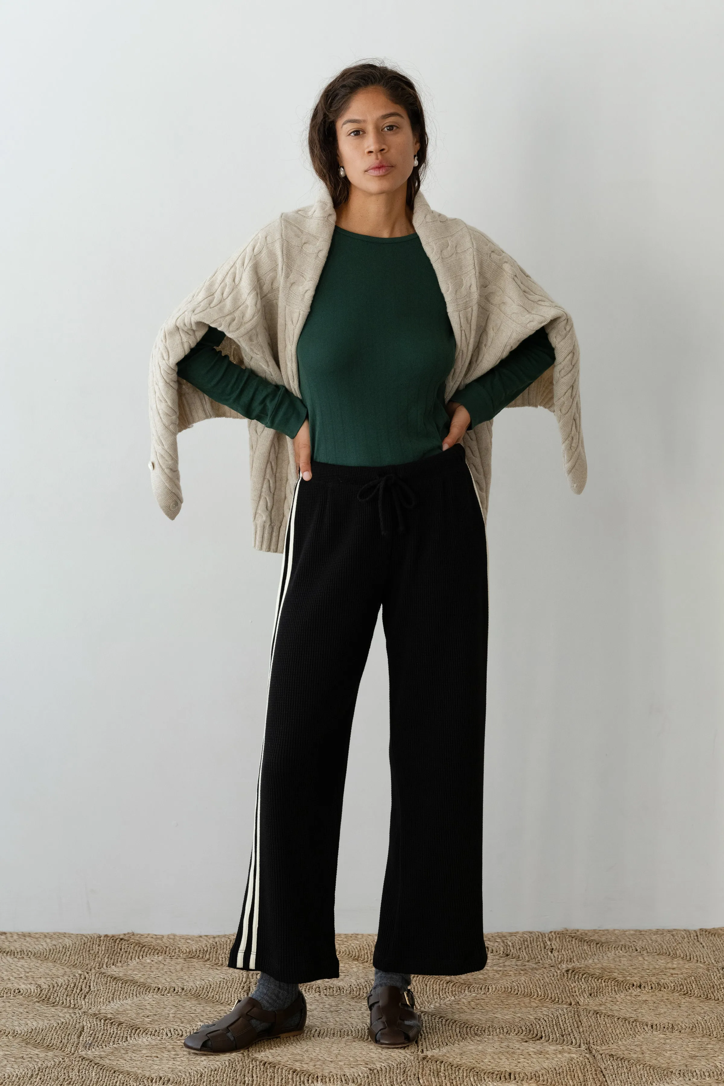 The Thermal Crop Stripe Pant sold by DONNI. product image thumbnail 4