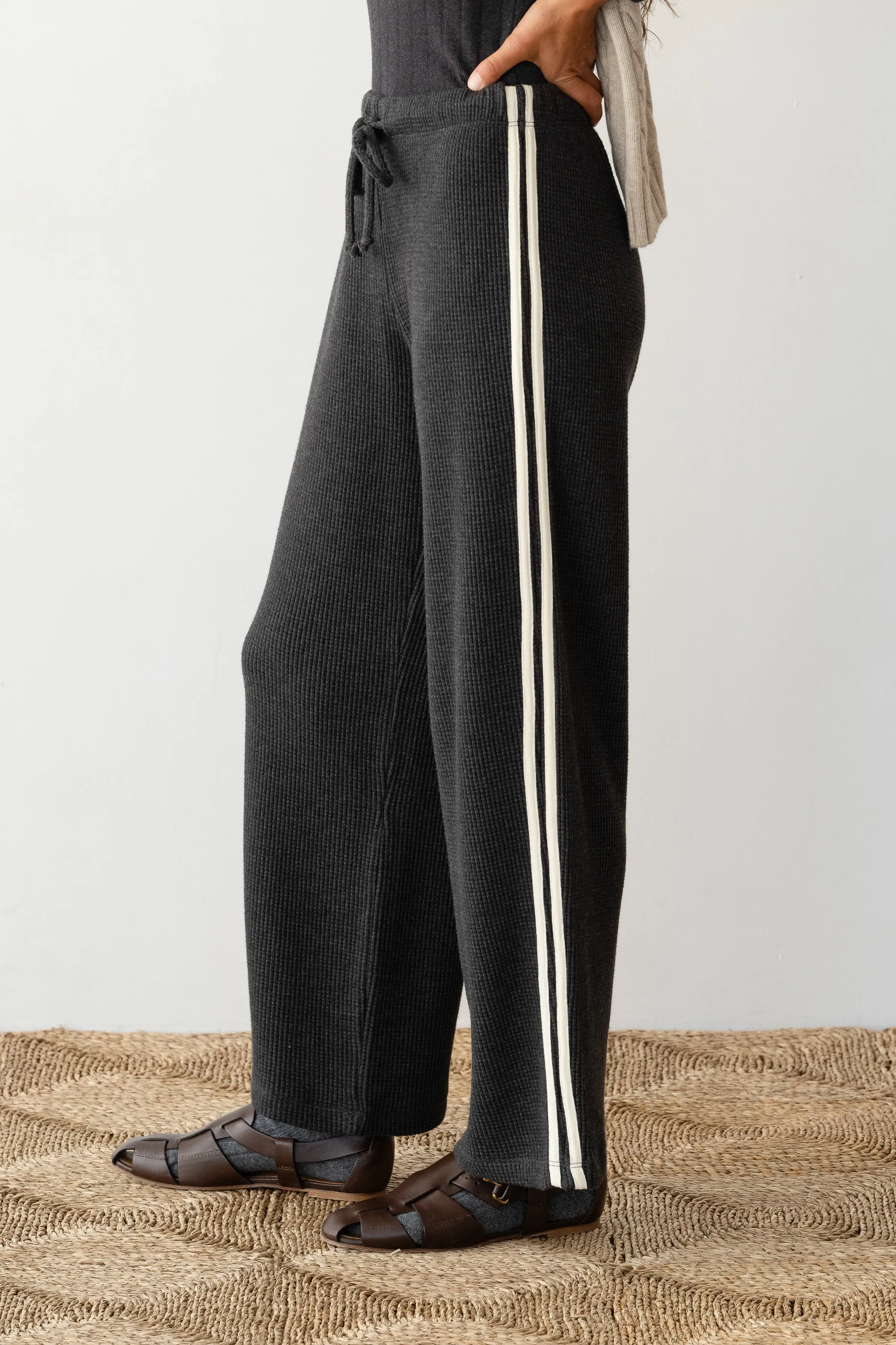 The Thermal Crop Stripe Pant sold by DONNI. product image thumbnail 4