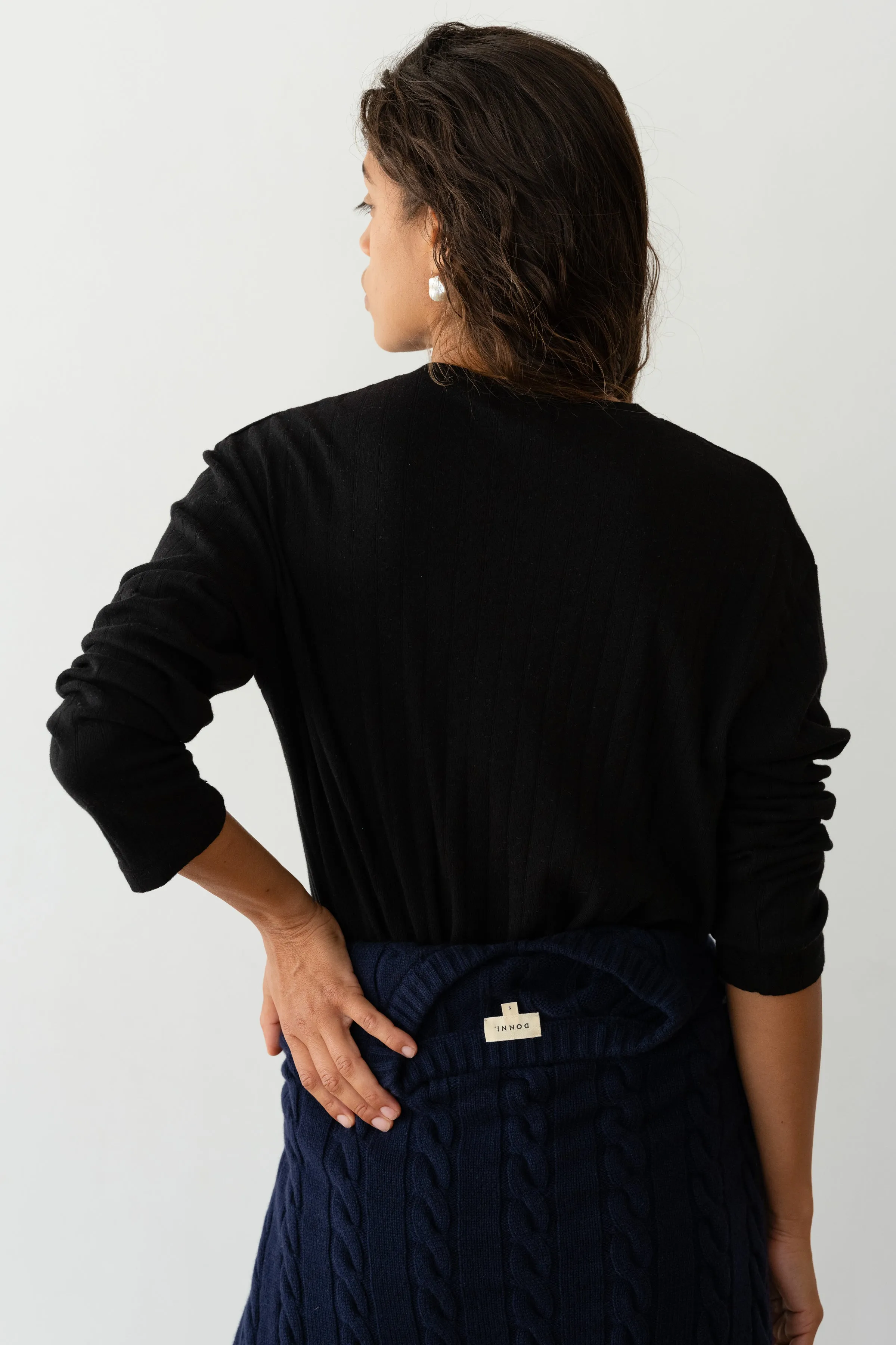 The Pointelle V-Neck Long Sleeve sold by DONNI. product image thumbnail 5