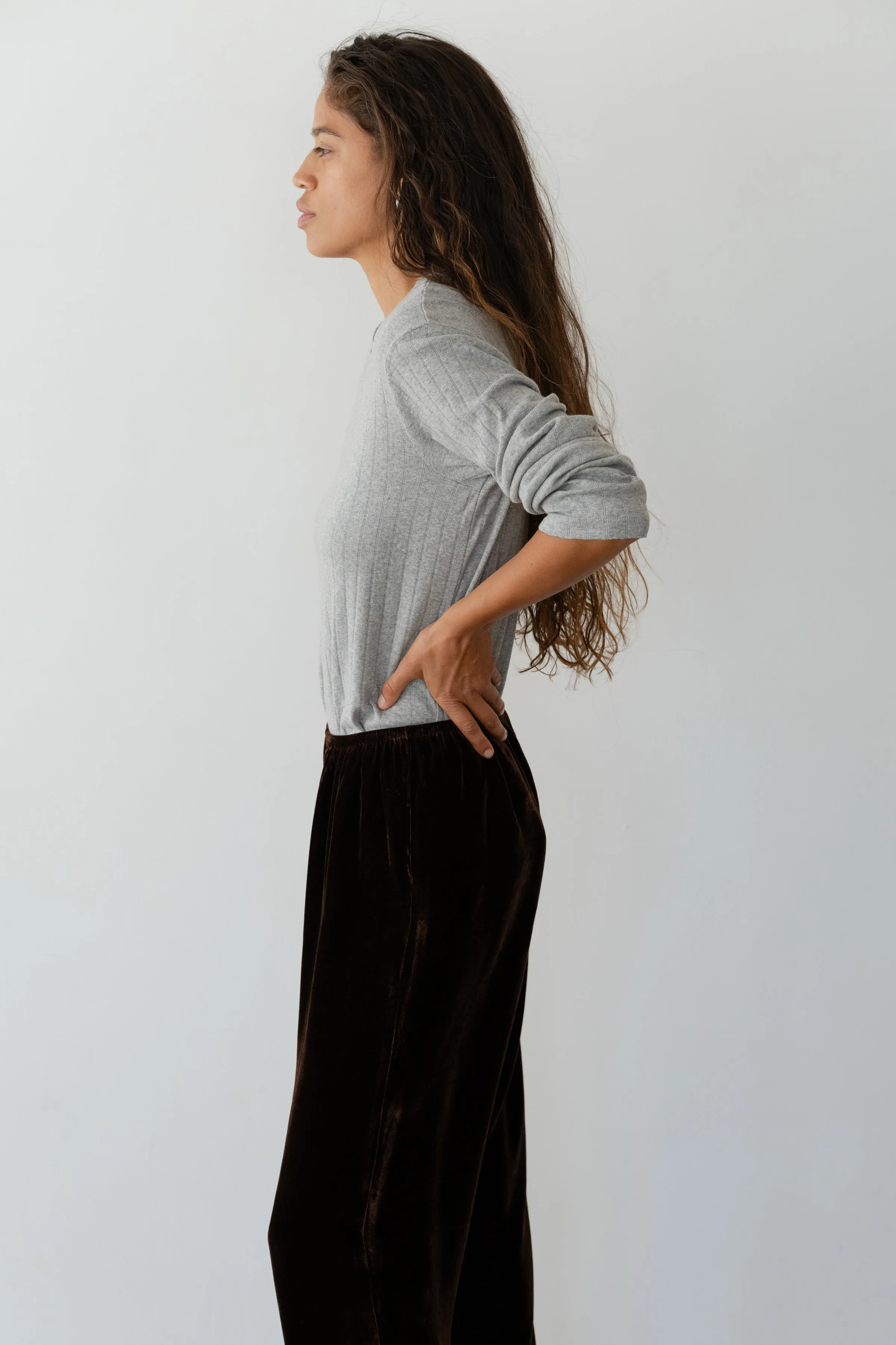 The Pointelle V-Neck Long Sleeve sold by DONNI. product image thumbnail 4