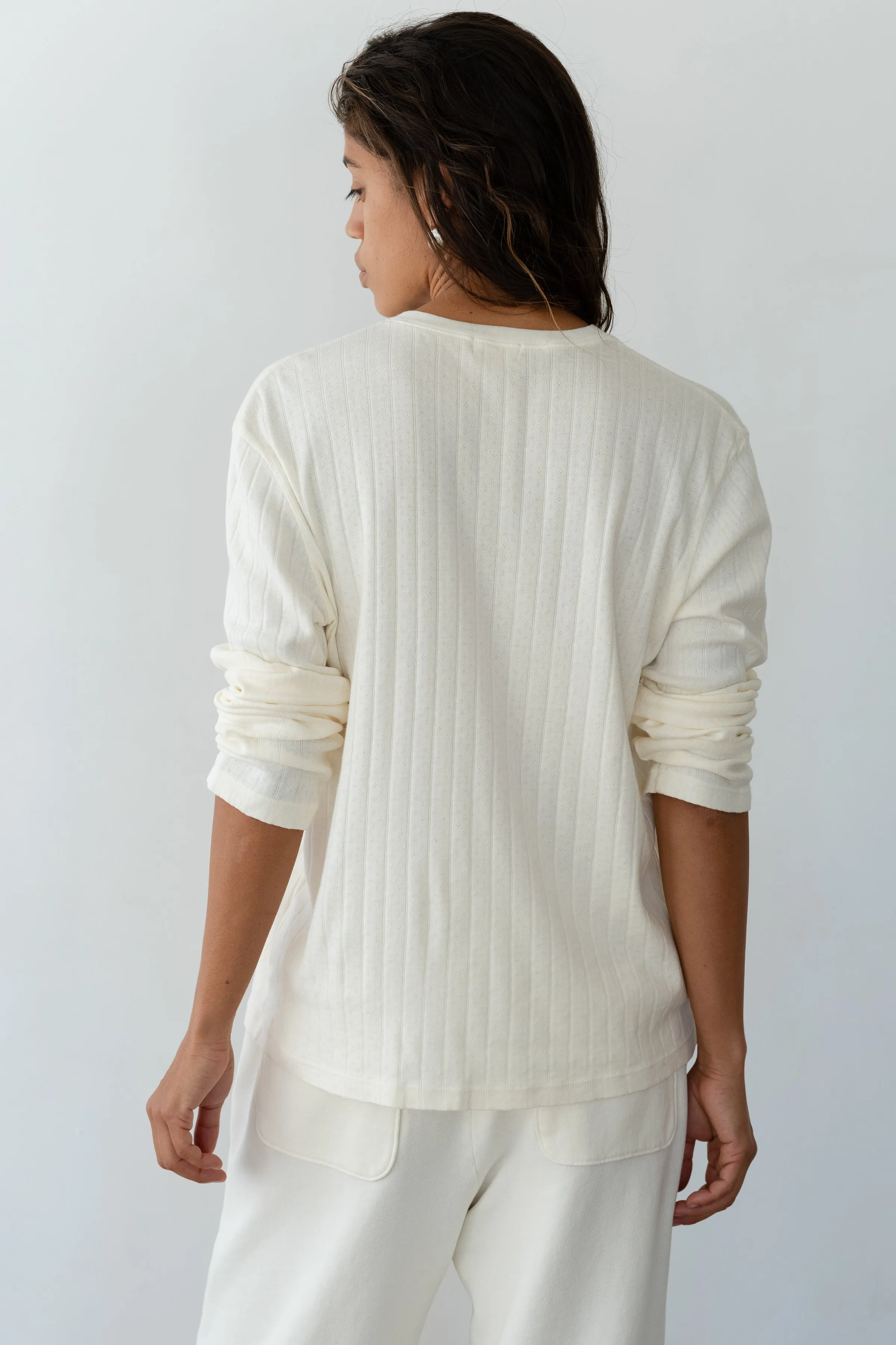 The Pointelle V-Neck Long Sleeve sold by DONNI. product image thumbnail 5