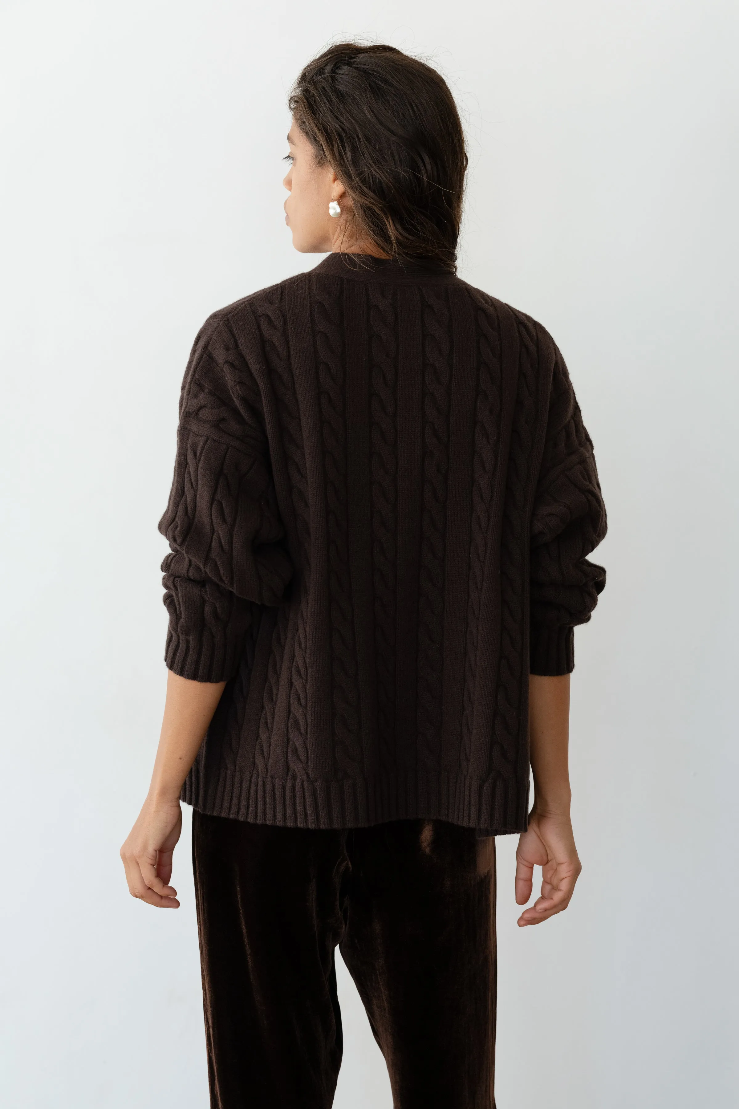 The Cable V-Neck Cardigan sold by DONNI. product image thumbnail 5