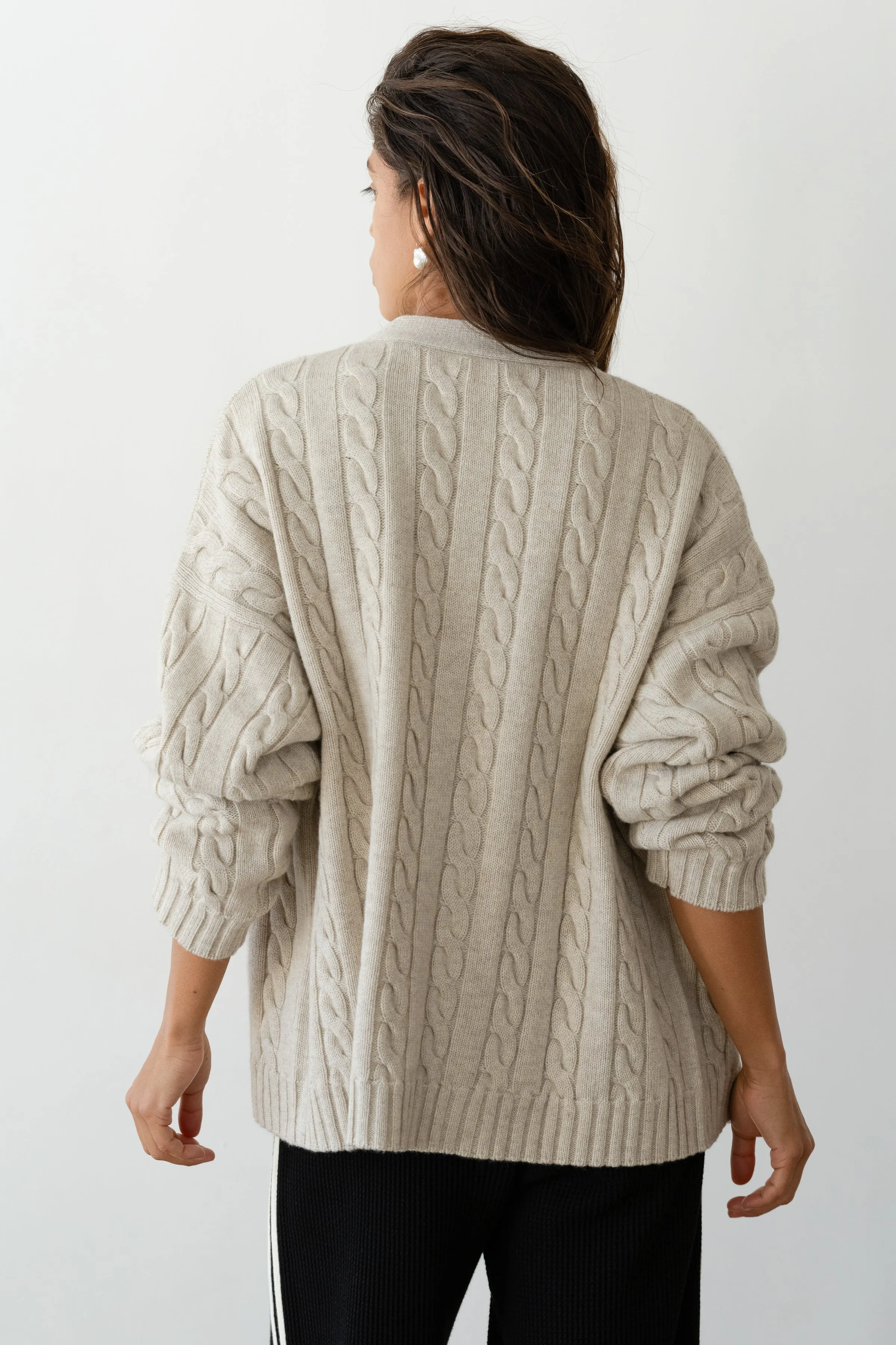 The Cable V-Neck Cardigan sold by DONNI. product image thumbnail 4