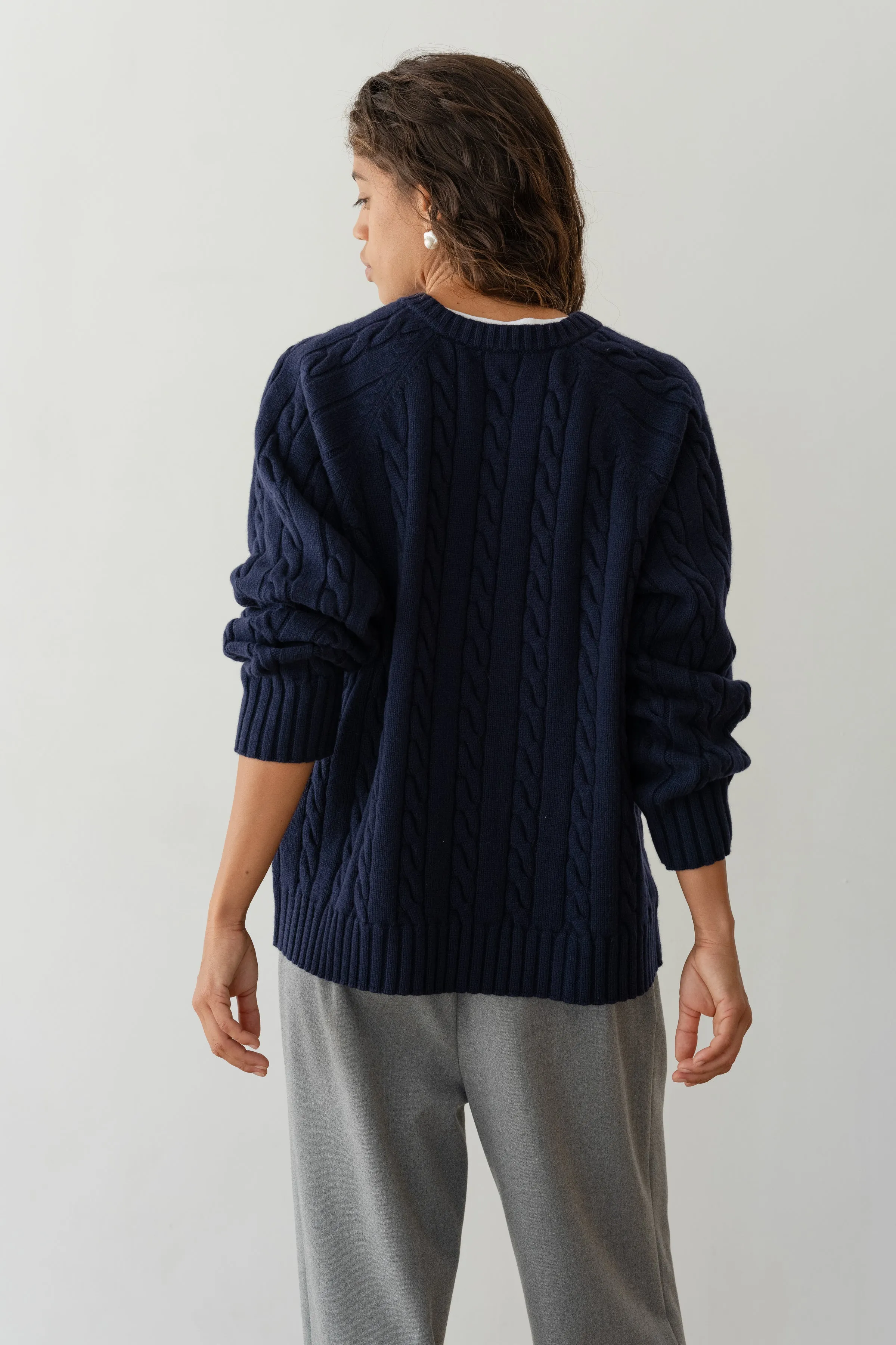 The Cable V-Neck Sweater sold by DONNI. product image thumbnail 5