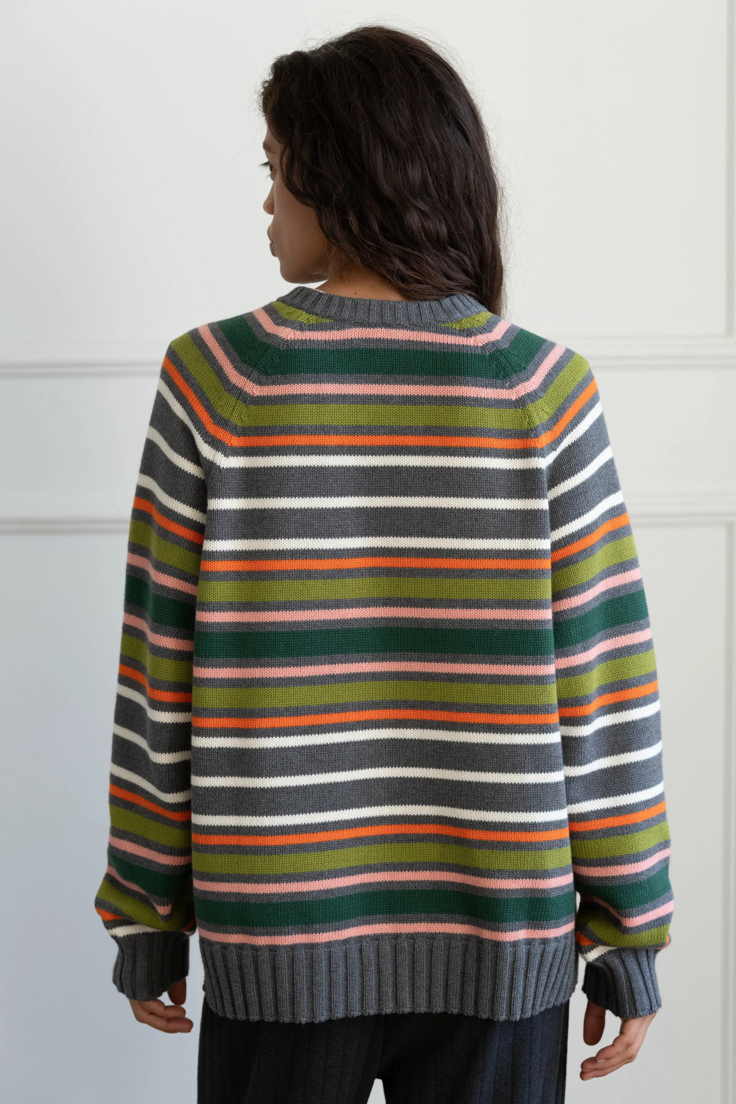 The Cotton Cashmere Stripe V-Neck Sweater sold by DONNI. product image thumbnail 5