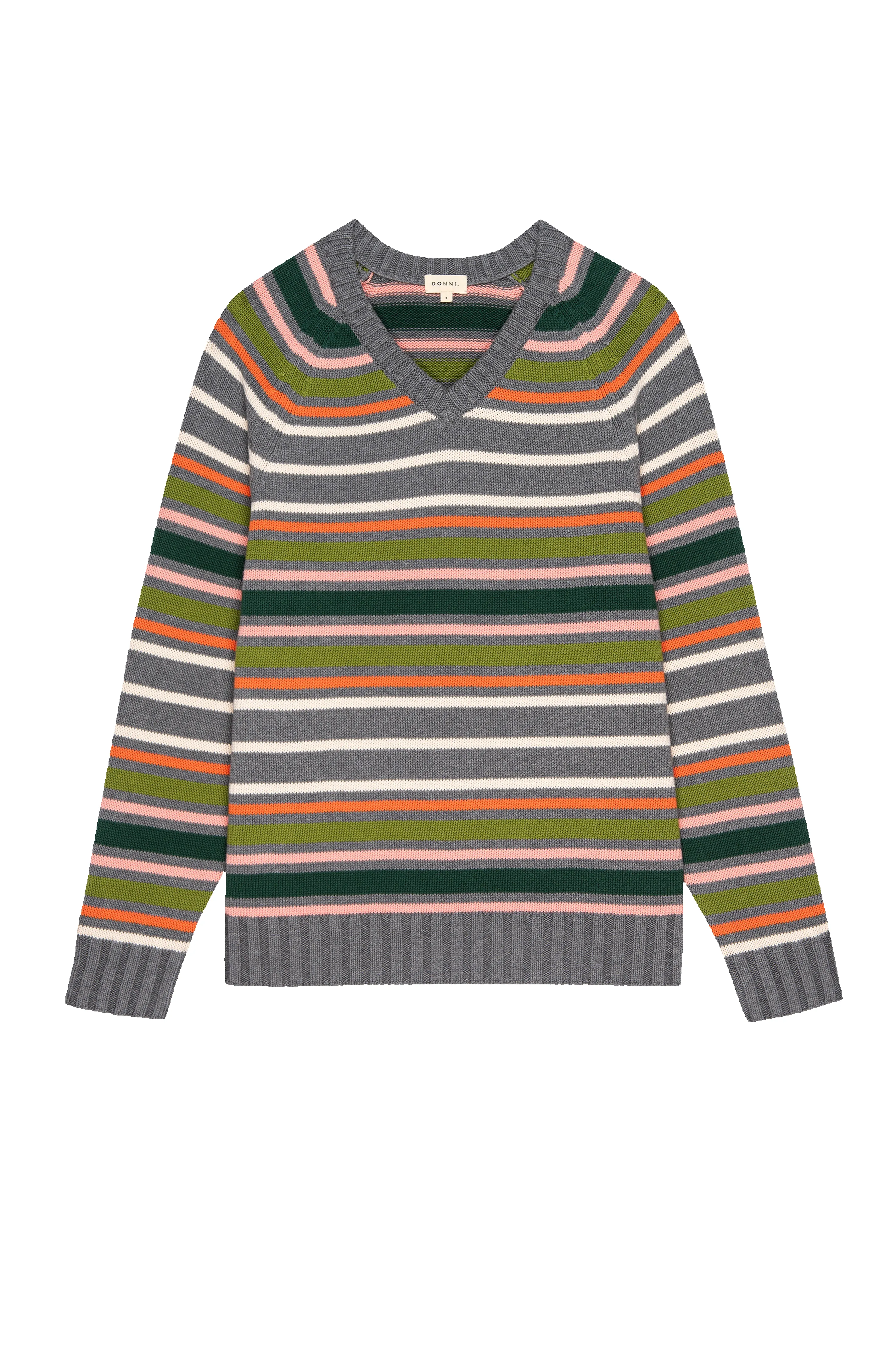 The Cotton Cashmere Stripe V-Neck Sweater sold by DONNI. product image thumbnail 2