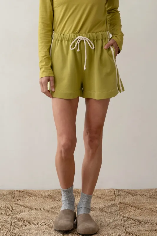 The Stripe Eco-Terry Short sold by DONNI.