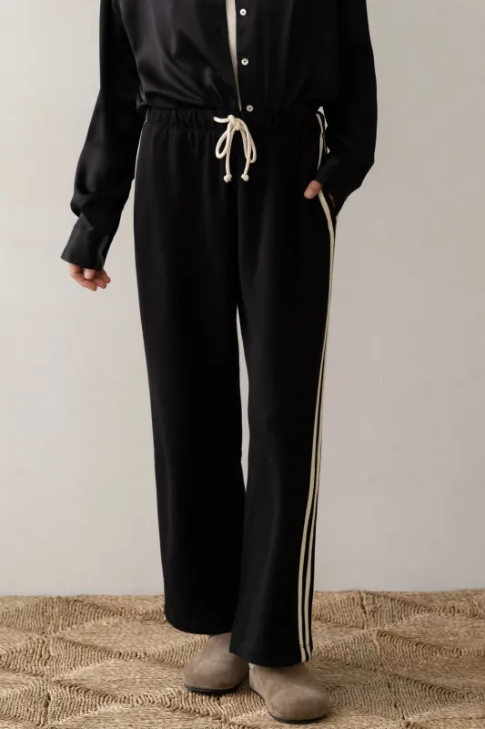 The Eco-Terry Stripe Crop Pant sold by DONNI.