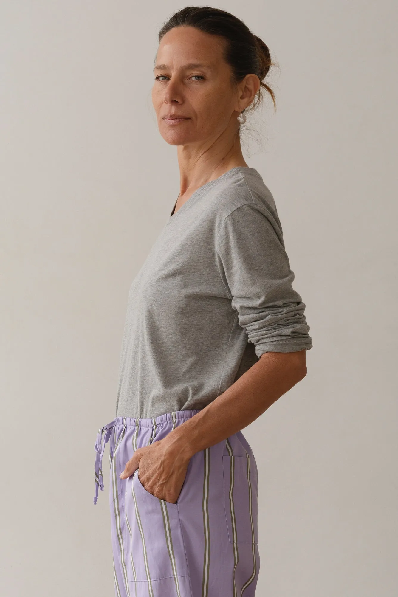 The Jersey V-Neck Long Sleeve sold by DONNI. product image thumbnail 3