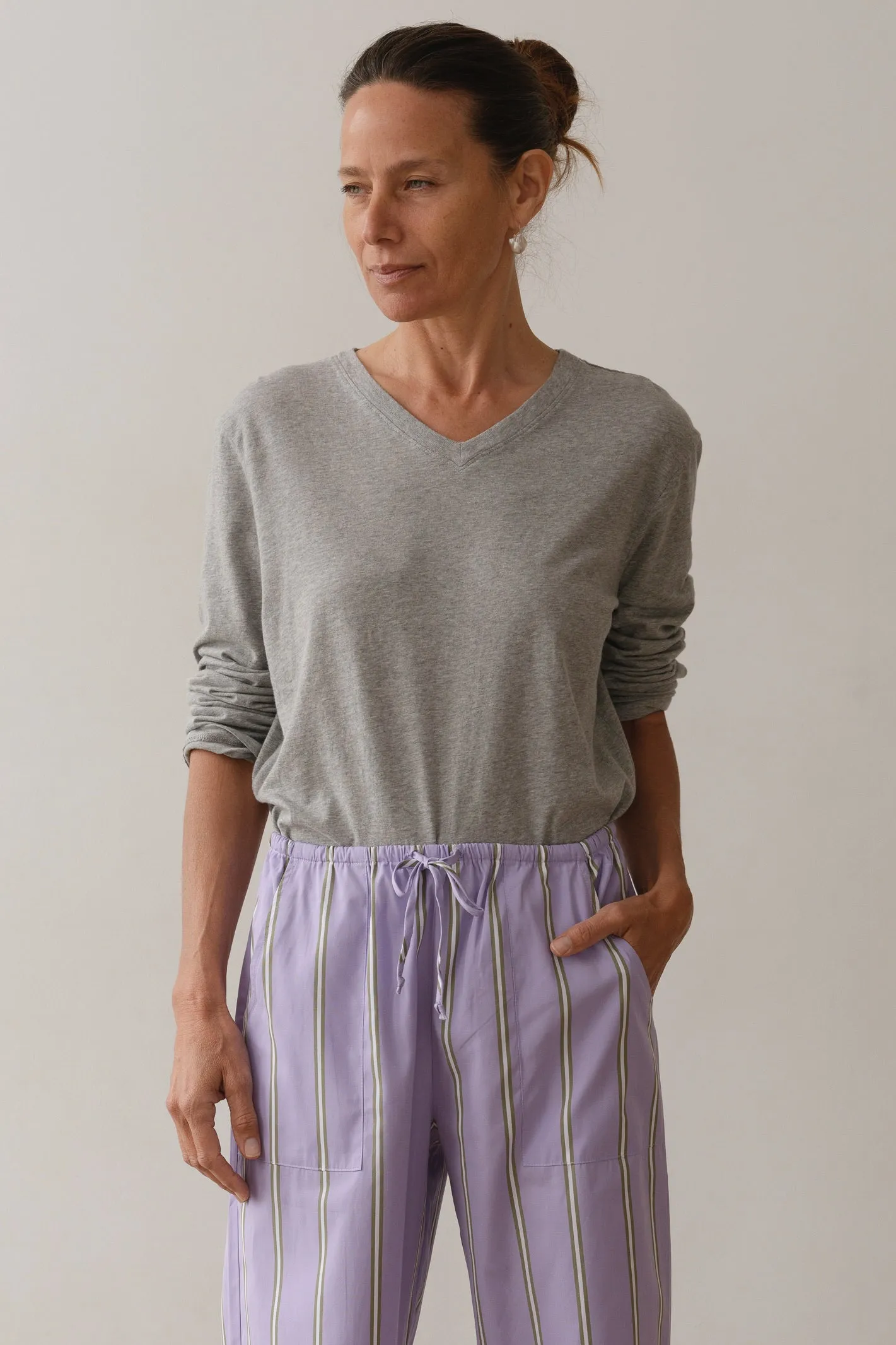 The Jersey V-Neck Long Sleeve sold by DONNI.