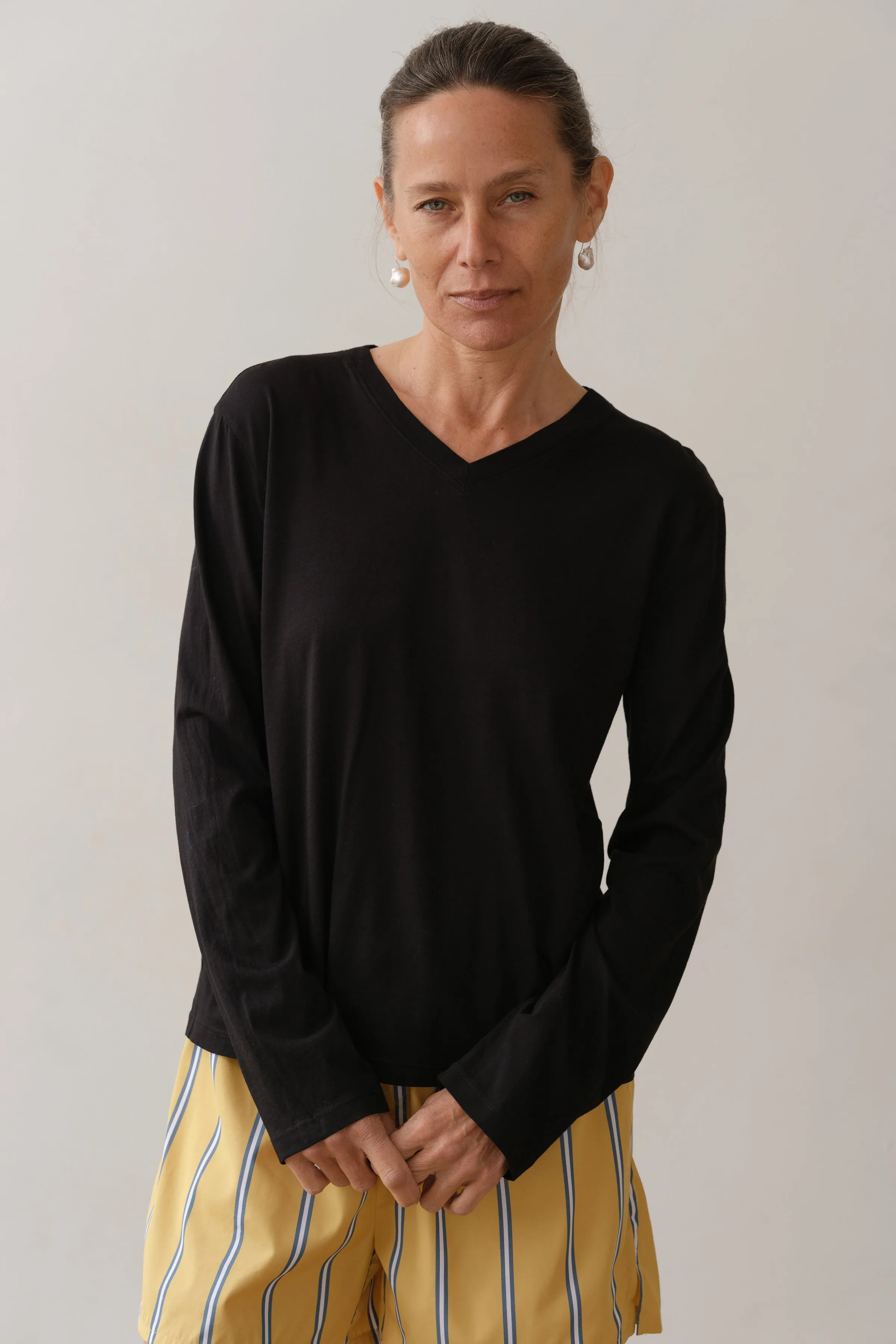 The Jersey V-Neck Long Sleeve sold by DONNI.