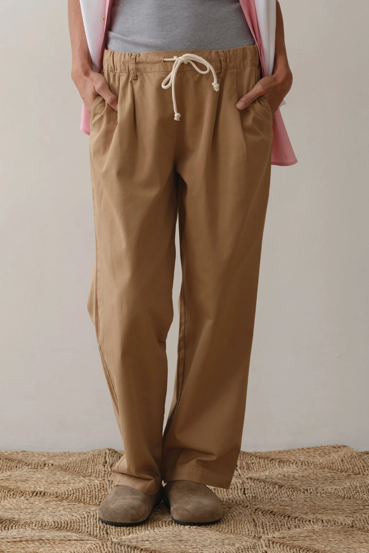 The Chino Drawstring Crop Pant sold by DONNI.