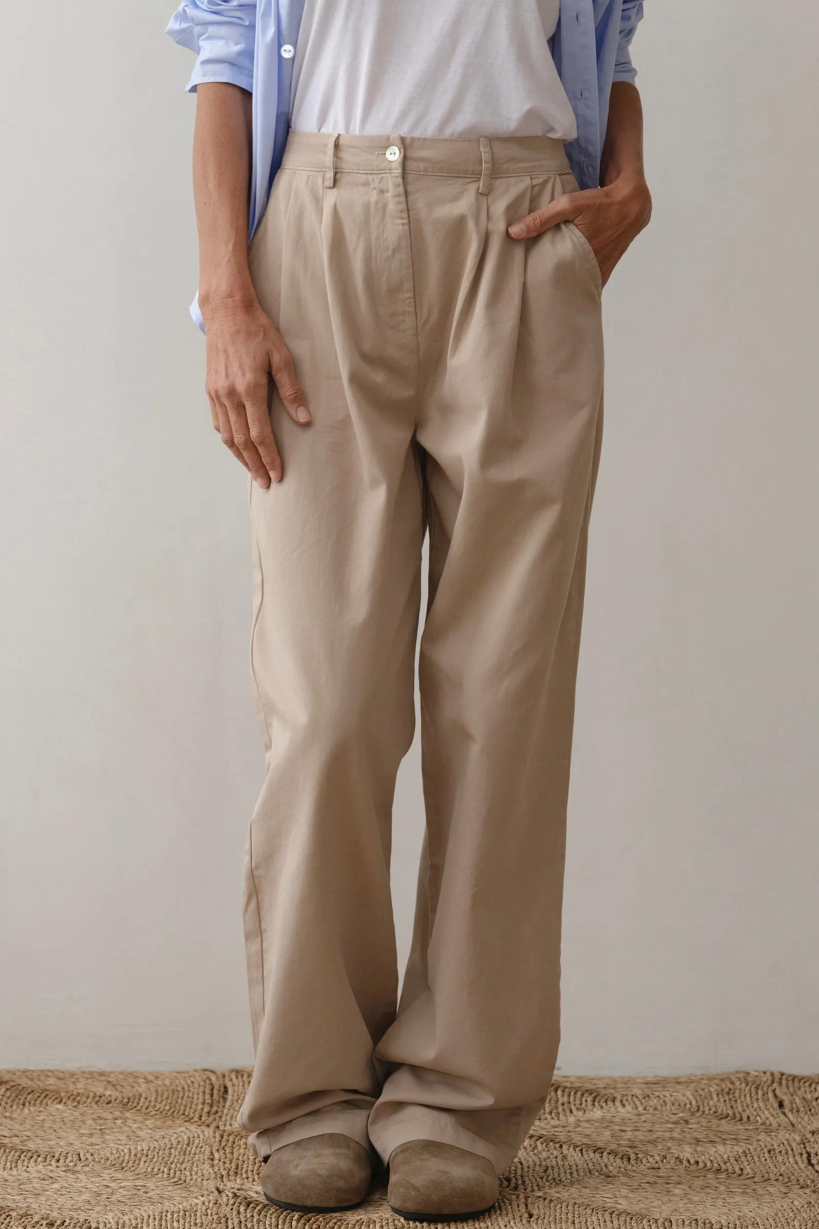 The Chino Pleated Trouser sold by DONNI. product image thumbnail 5