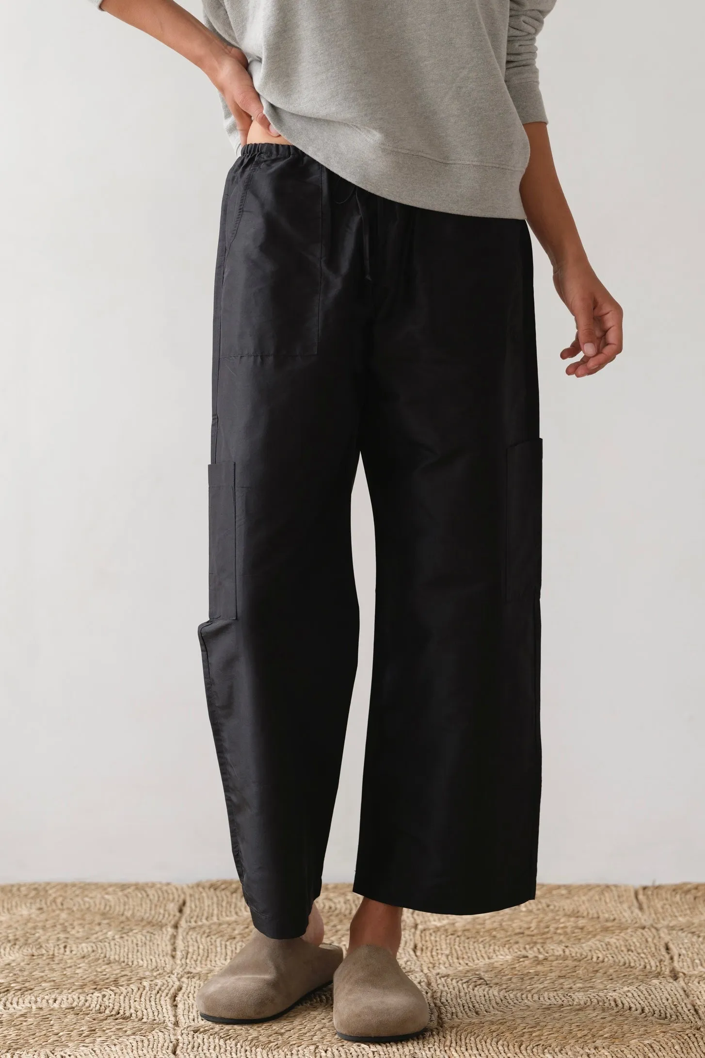 The Taffeta Drawstring Cargo Pant sold by DONNI.