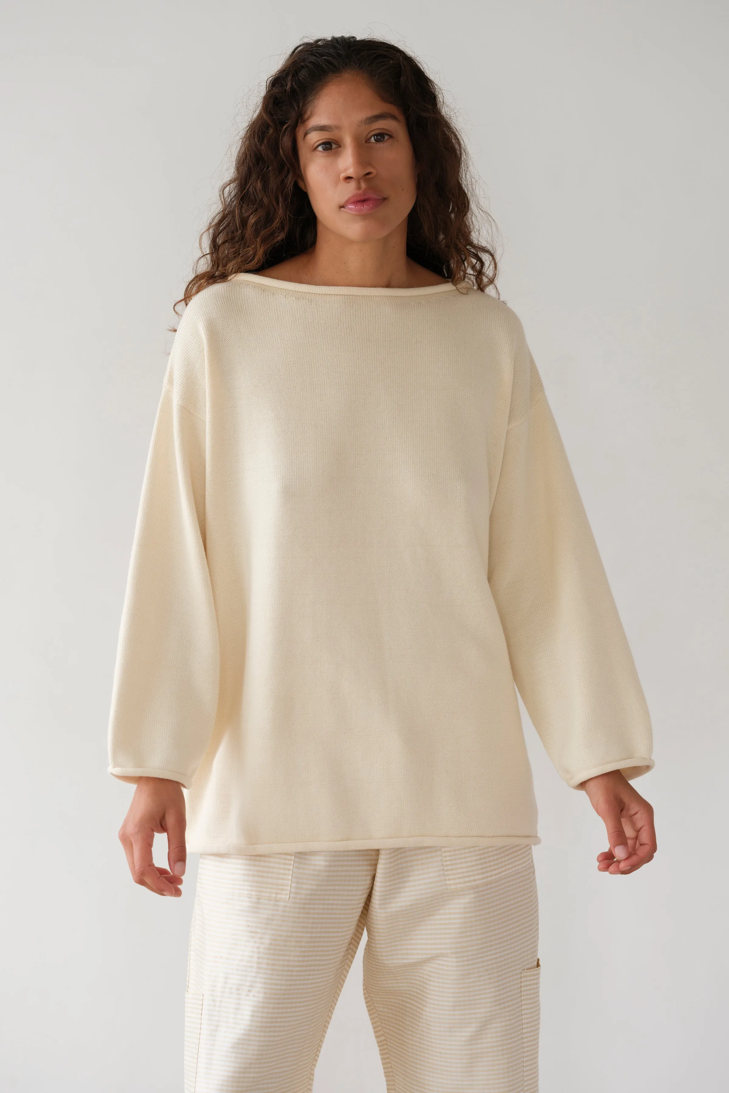 The Cotton Knit Boat Neck Sweater sold by DONNI. product image thumbnail 3