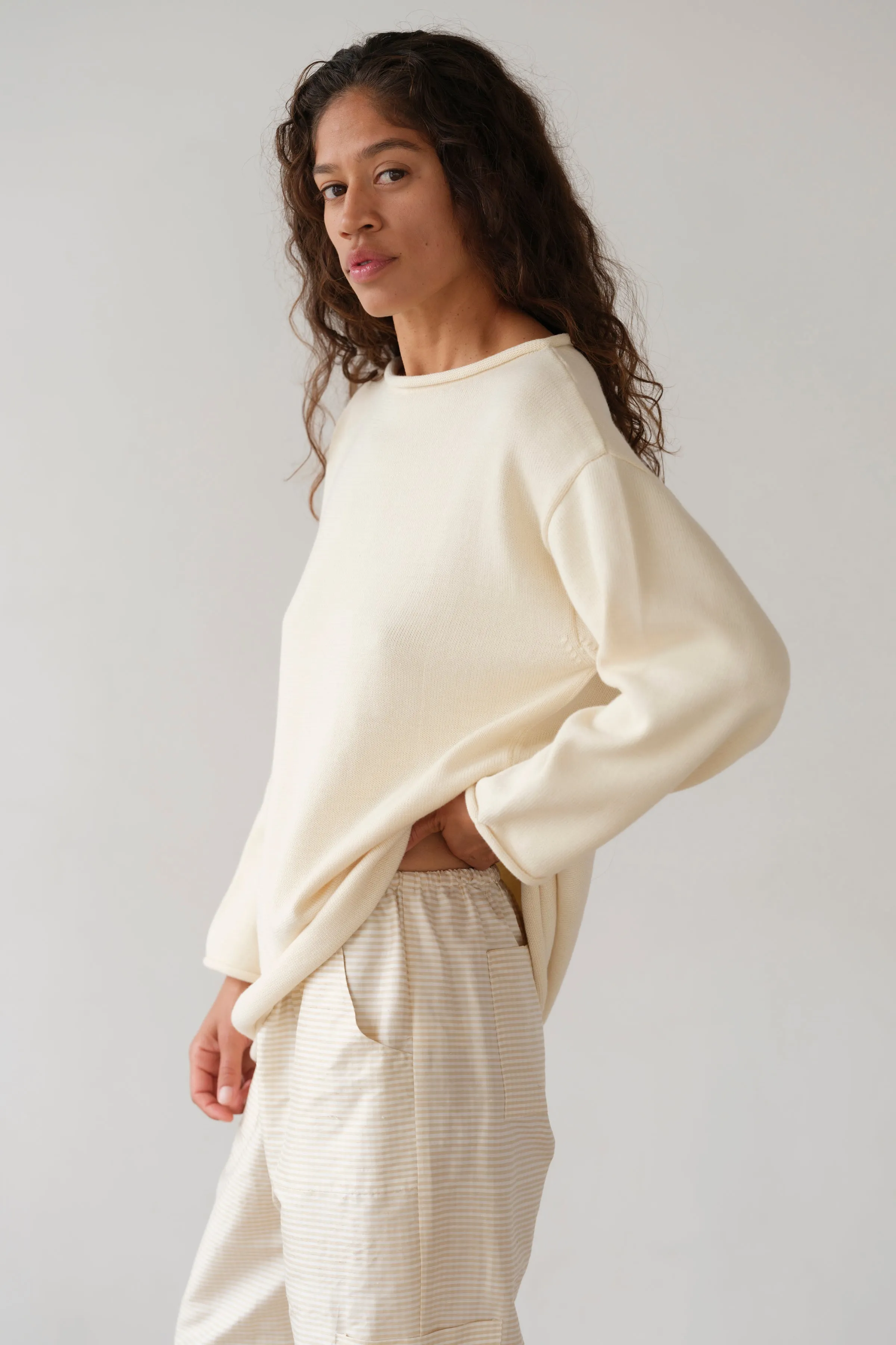 The Cotton Knit Boat Neck Sweater sold by DONNI. product image thumbnail 4