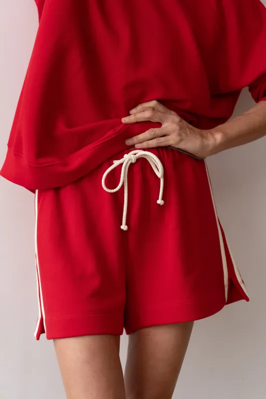 The Stripe Eco-Terry Short sold by DONNI.