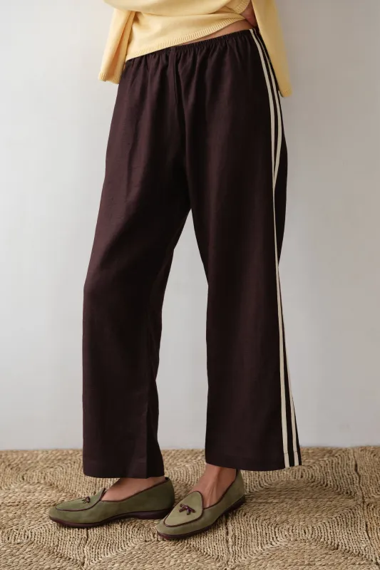 The Linen Crop Stripe Pant sold by DONNI.