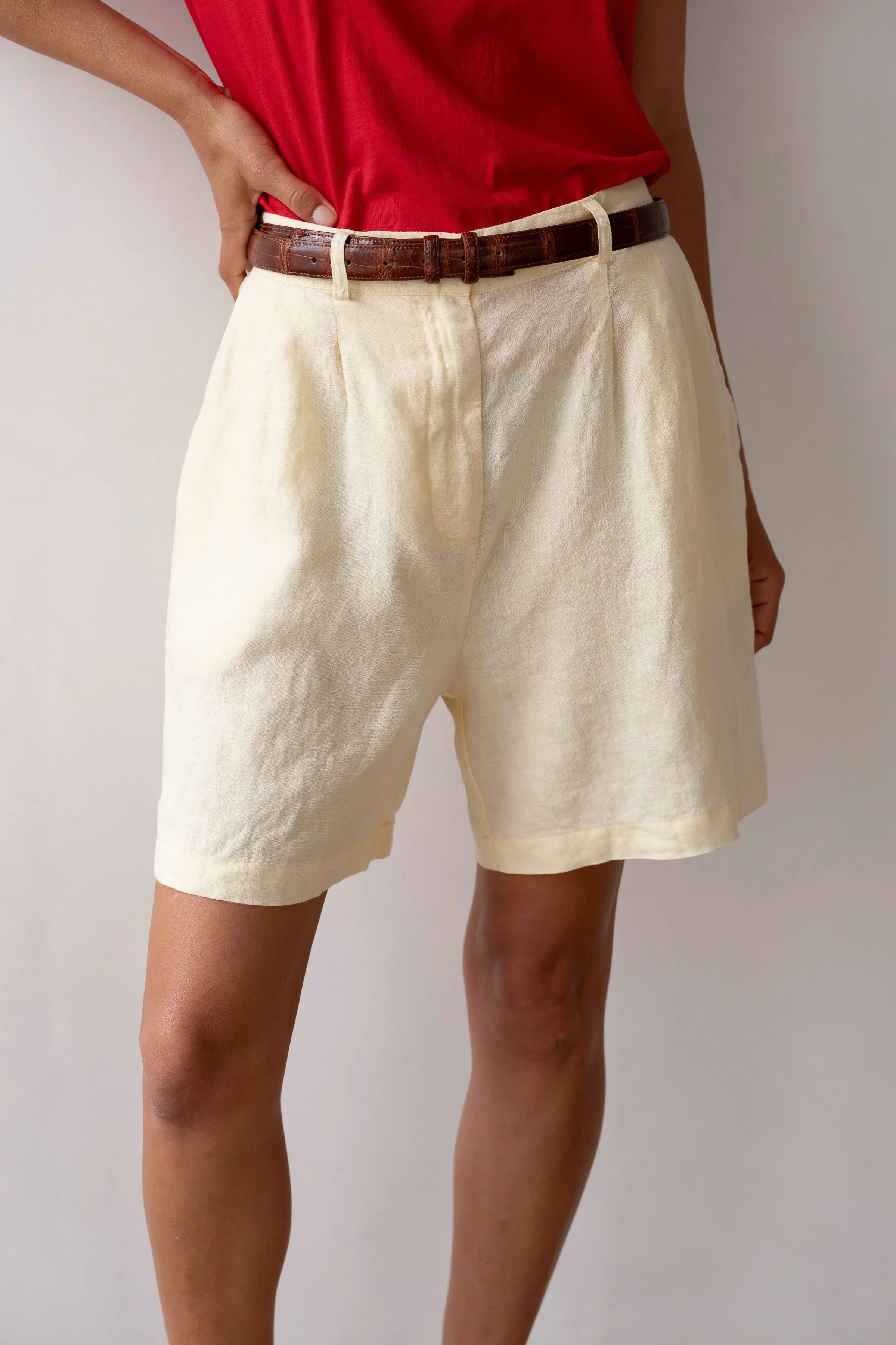 The Linen Pleated Short sold by DONNI.