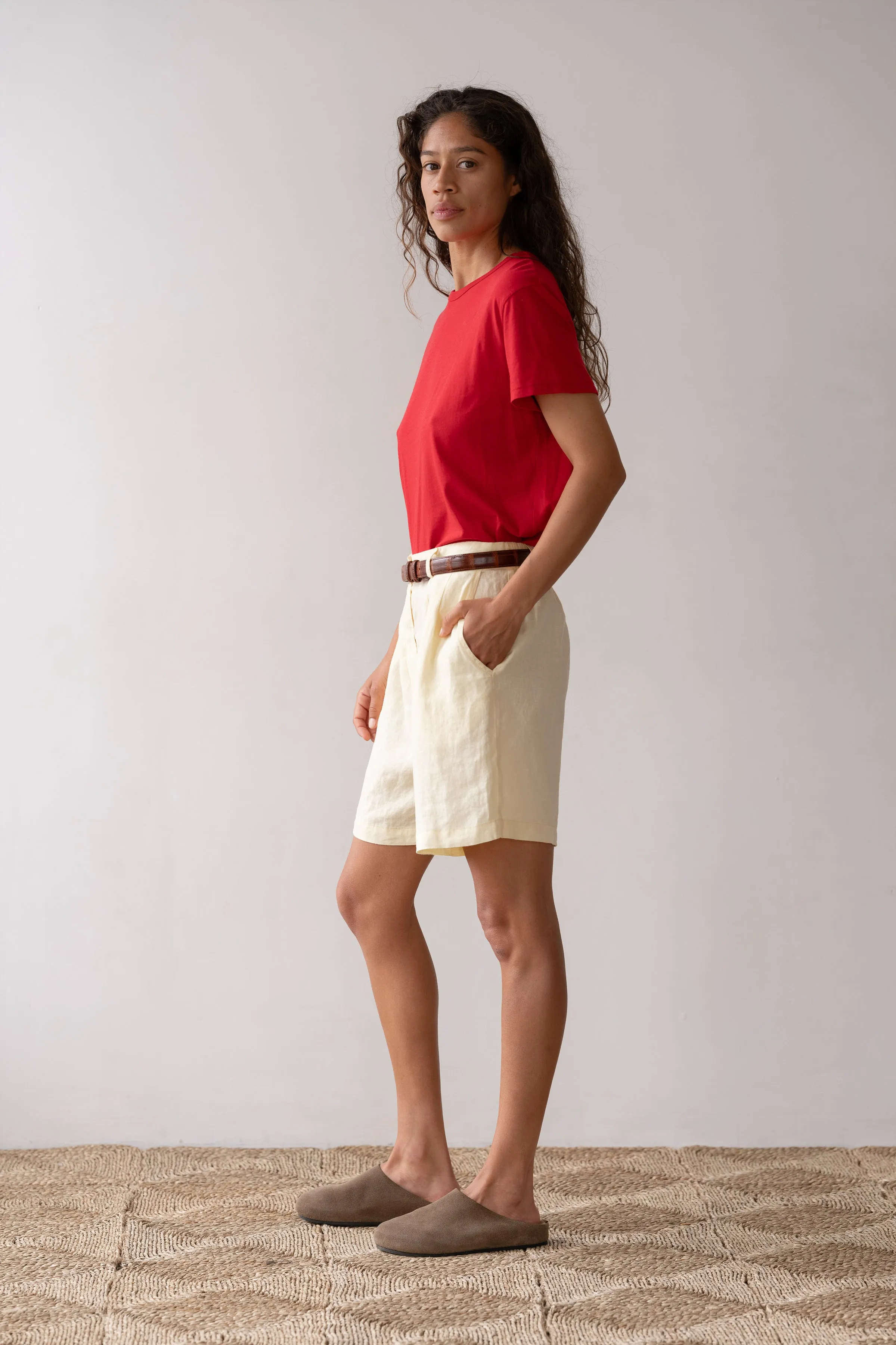 The Linen Pleated Short sold by DONNI. product image thumbnail 5