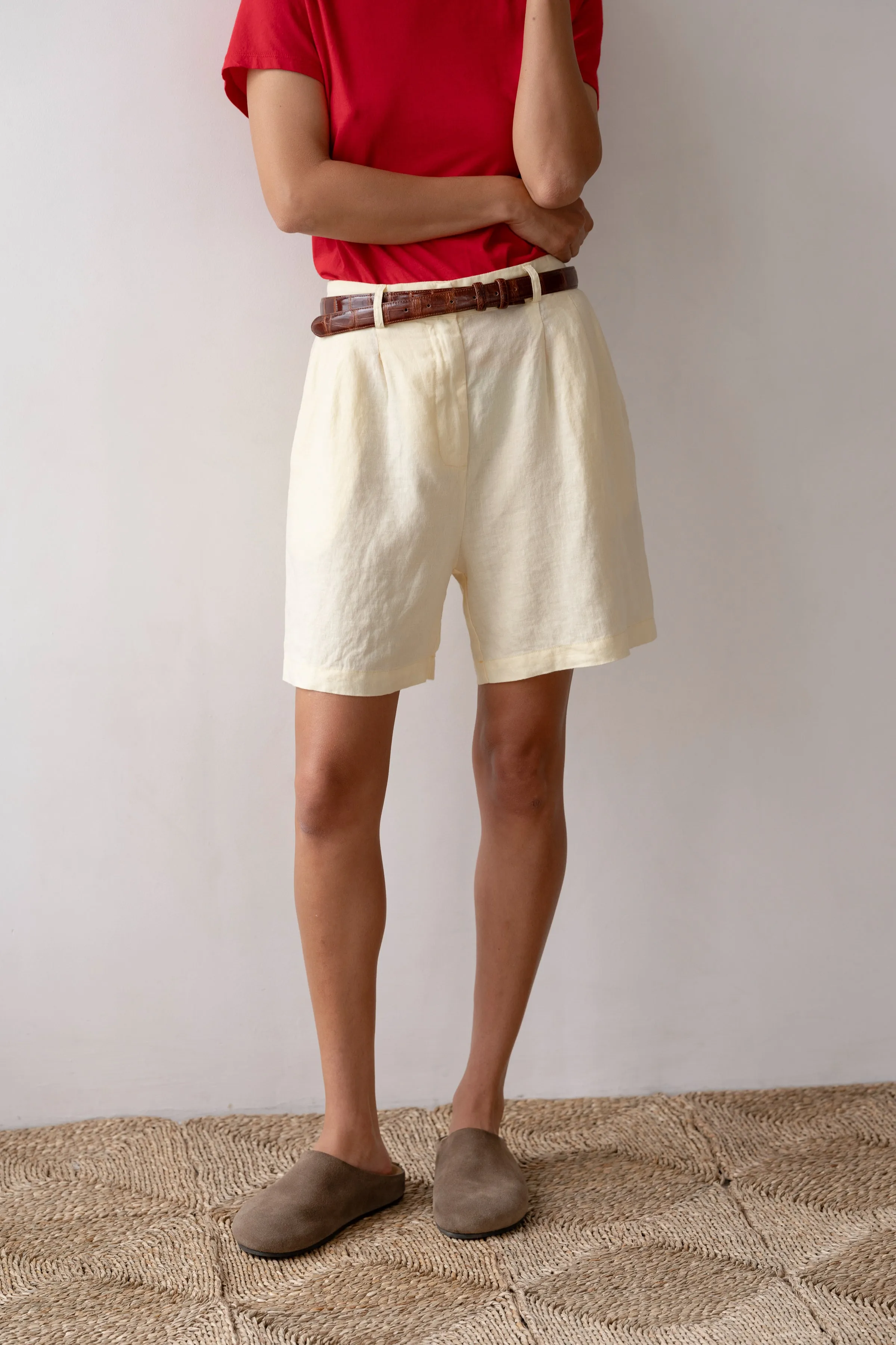 The Linen Pleated Short sold by DONNI. product image thumbnail 4