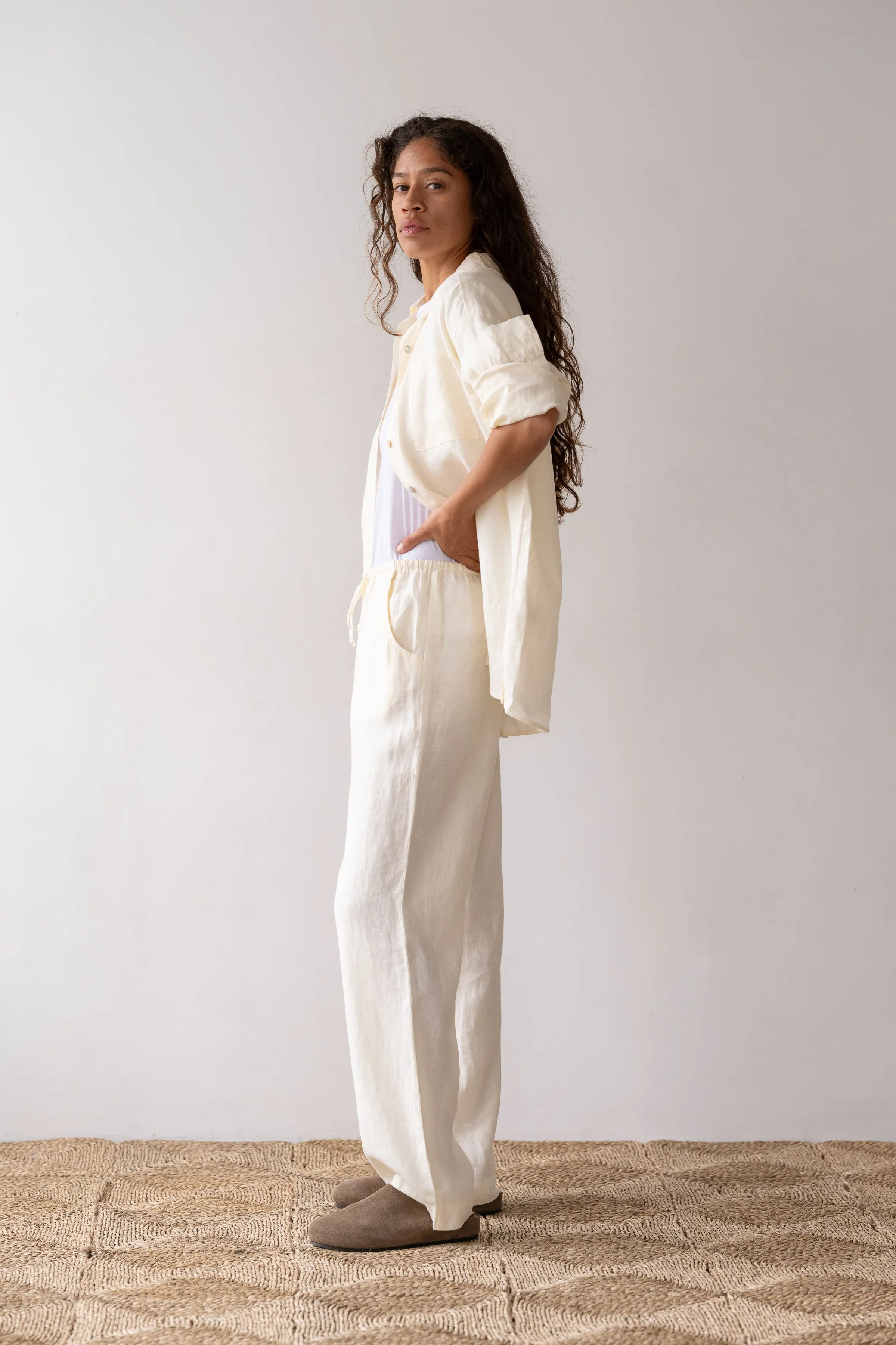 The Linen Drawstring Pant sold by DONNI. product image thumbnail 3