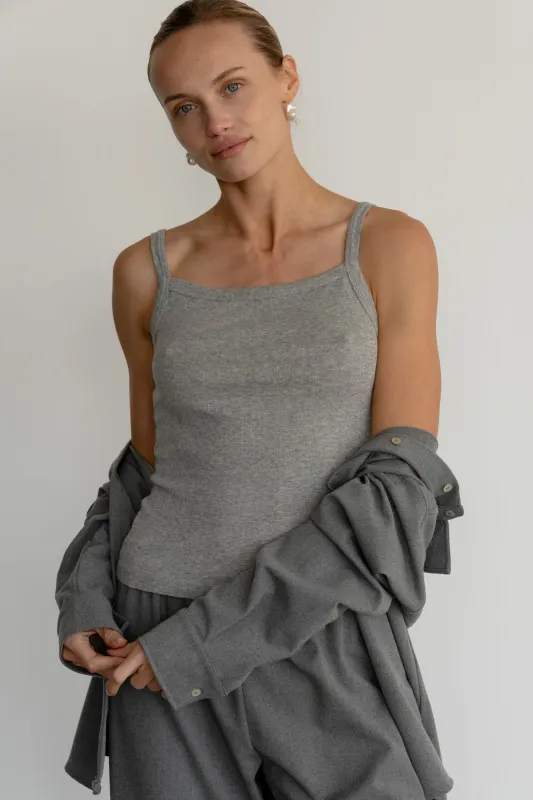 The Pointelle Square Neck Tank sold by DONNI.