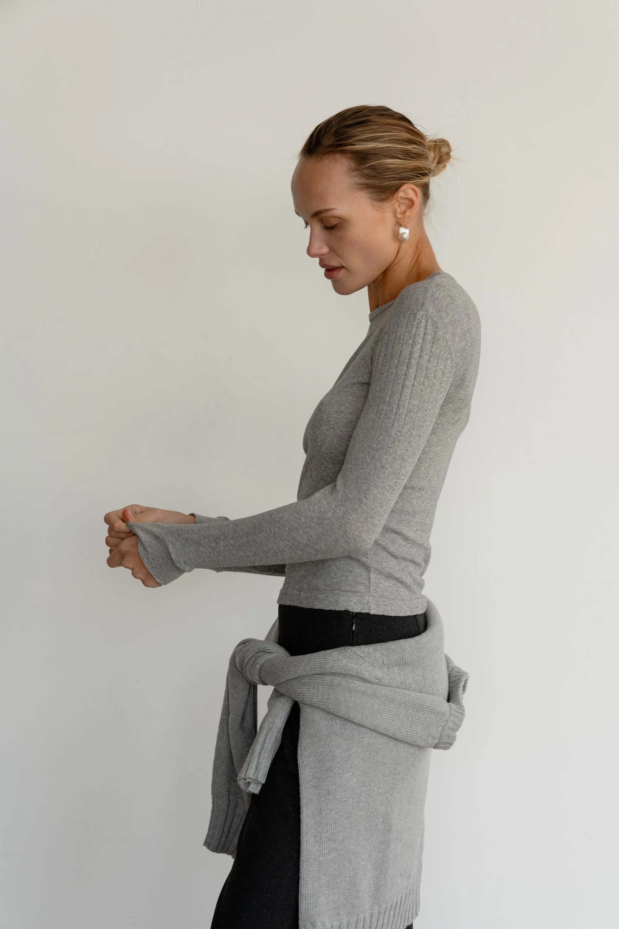 The Pointelle Long Sleeve sold by DONNI. product image thumbnail 3