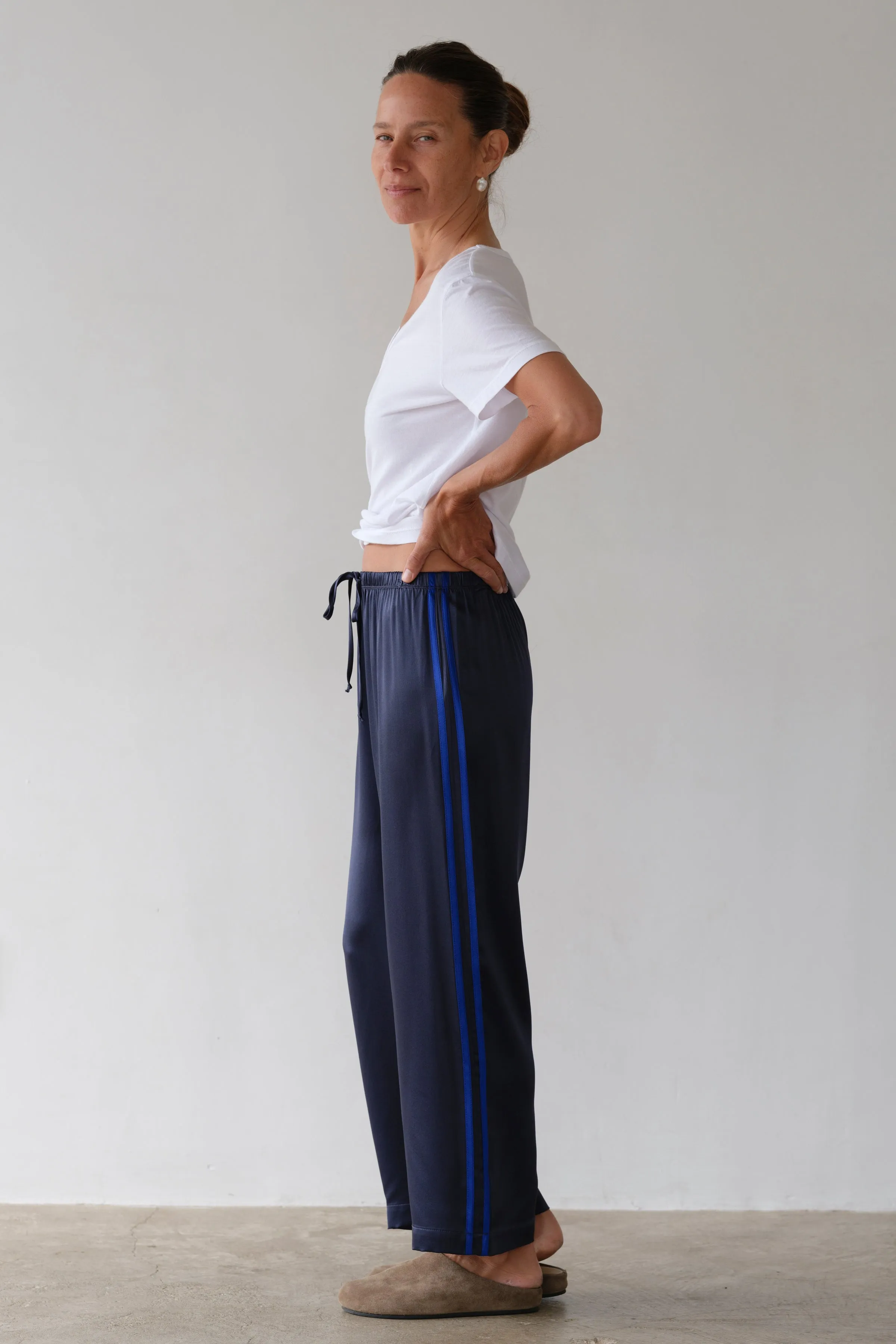 The Silk Stripe Crop Pant sold by DONNI. product image thumbnail 4