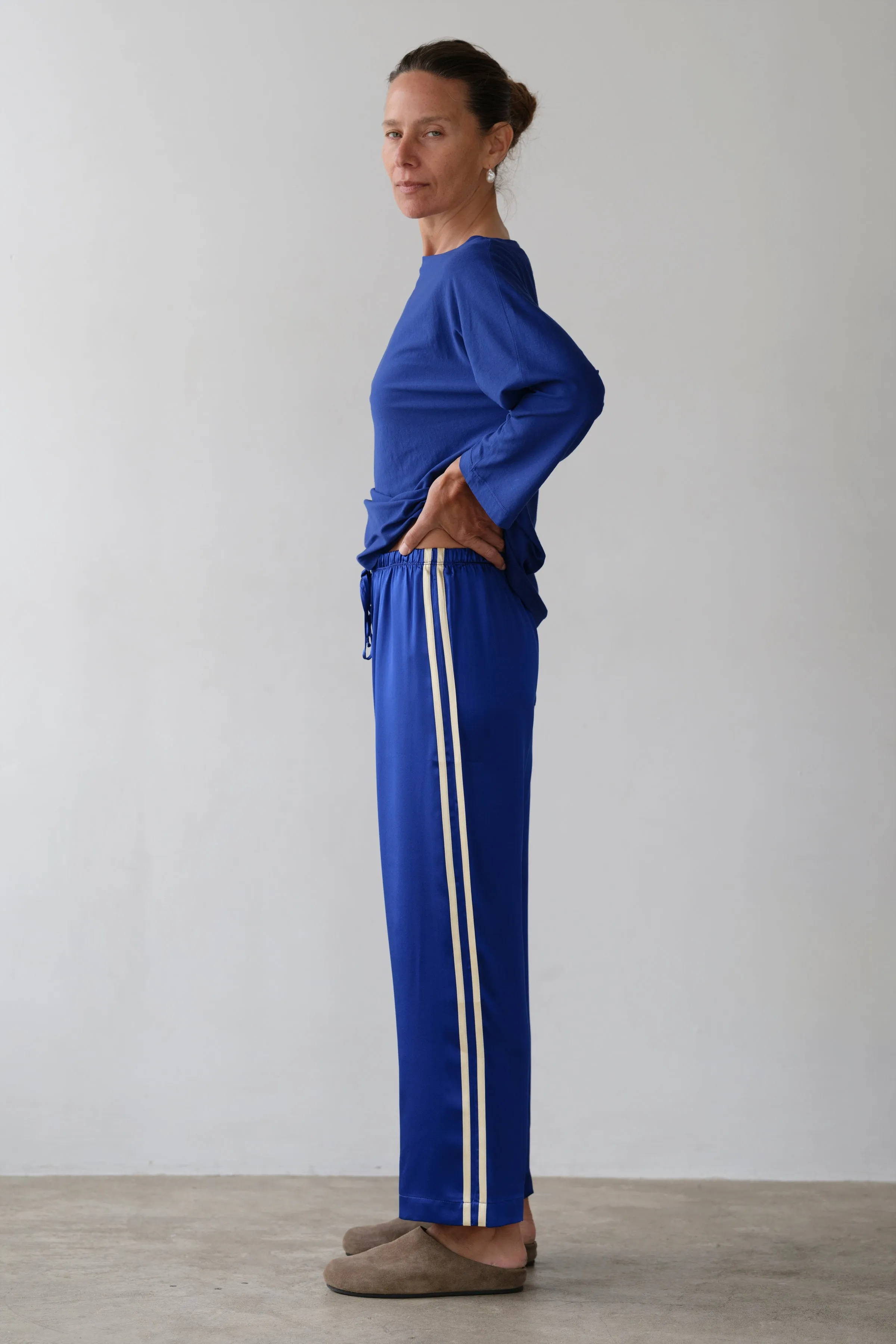 The Silk Stripe Crop Pant sold by DONNI. product image thumbnail 4