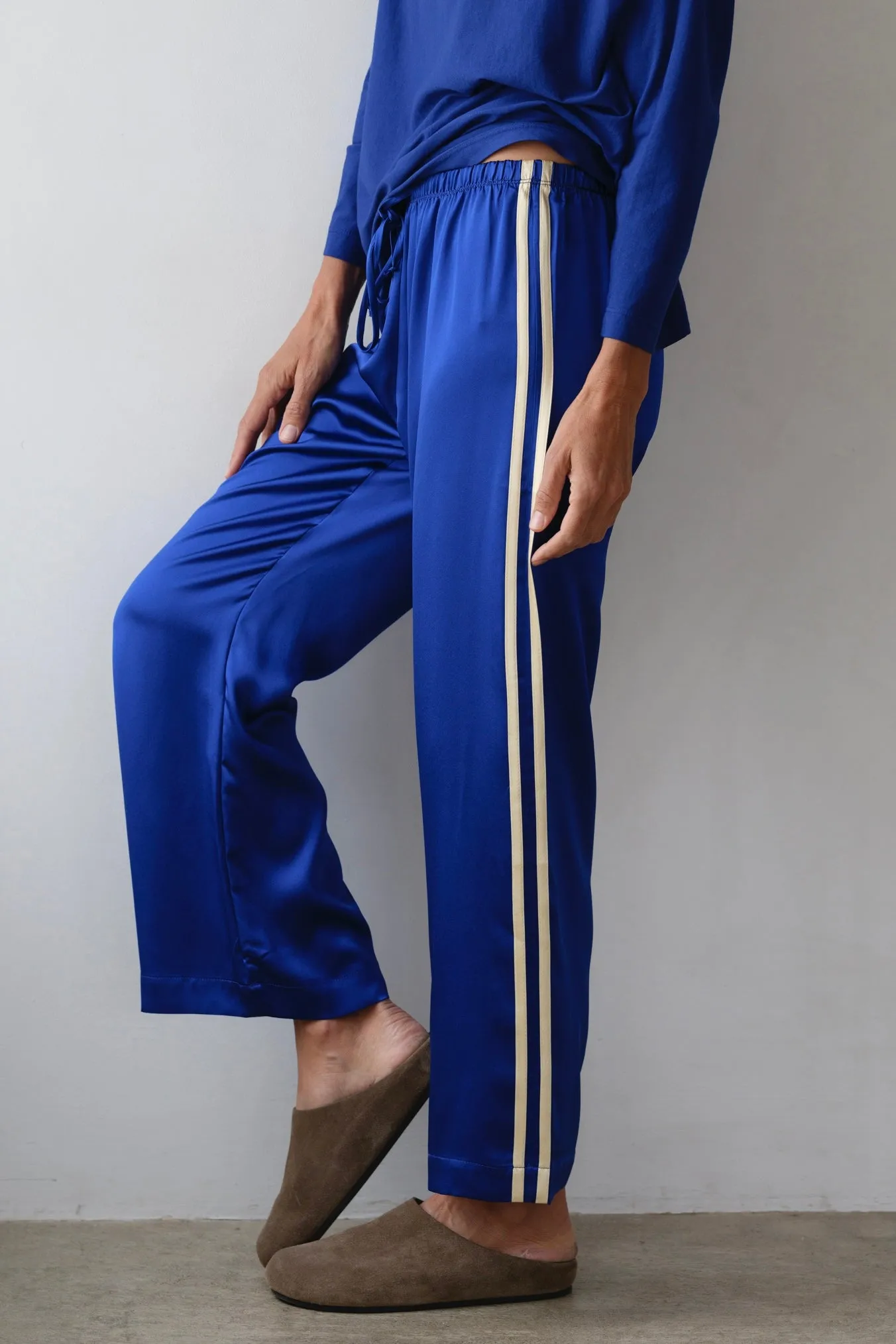 The Silk Stripe Crop Pant sold by DONNI.