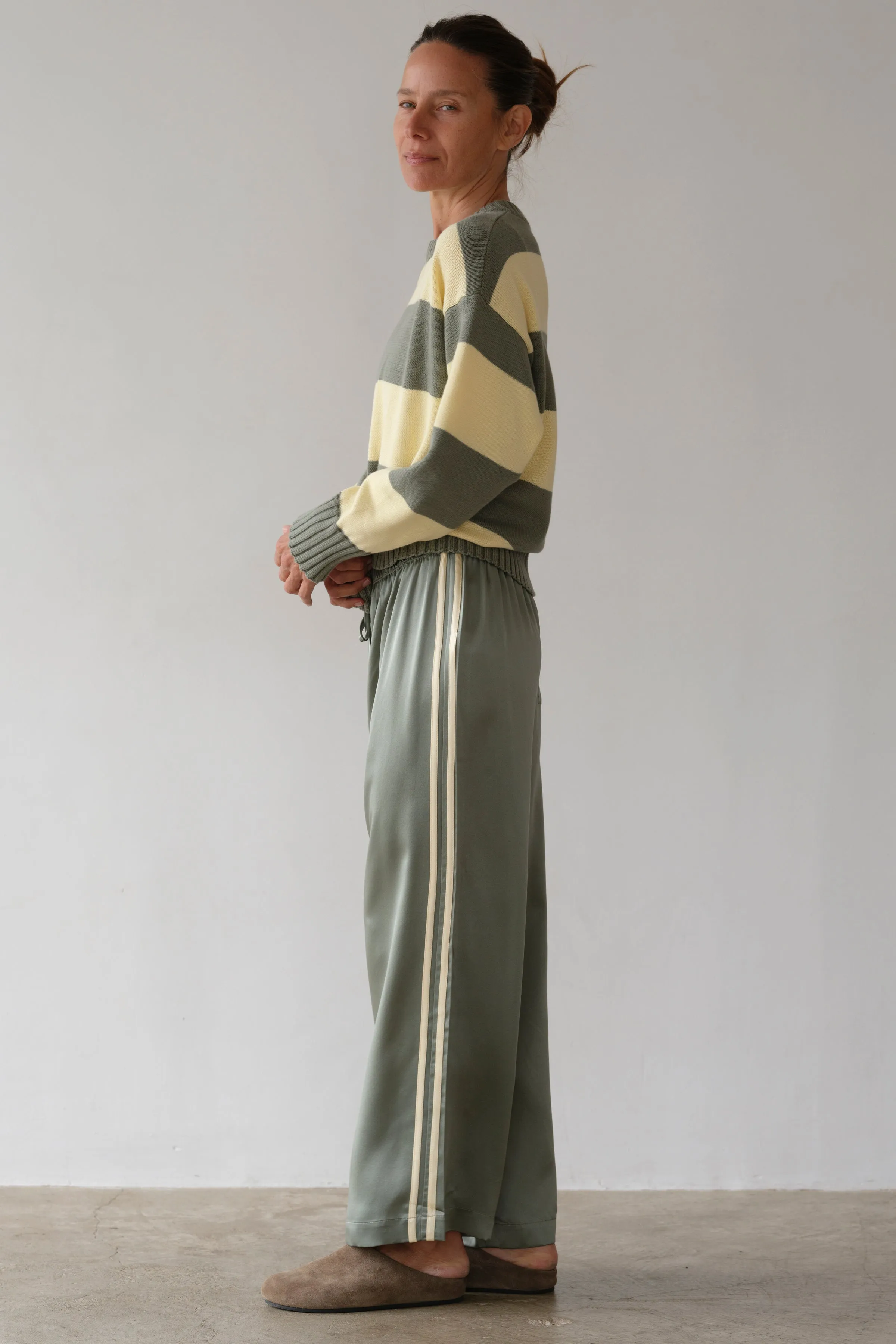 The Silk Stripe Crop Pant sold by DONNI. product image thumbnail 4