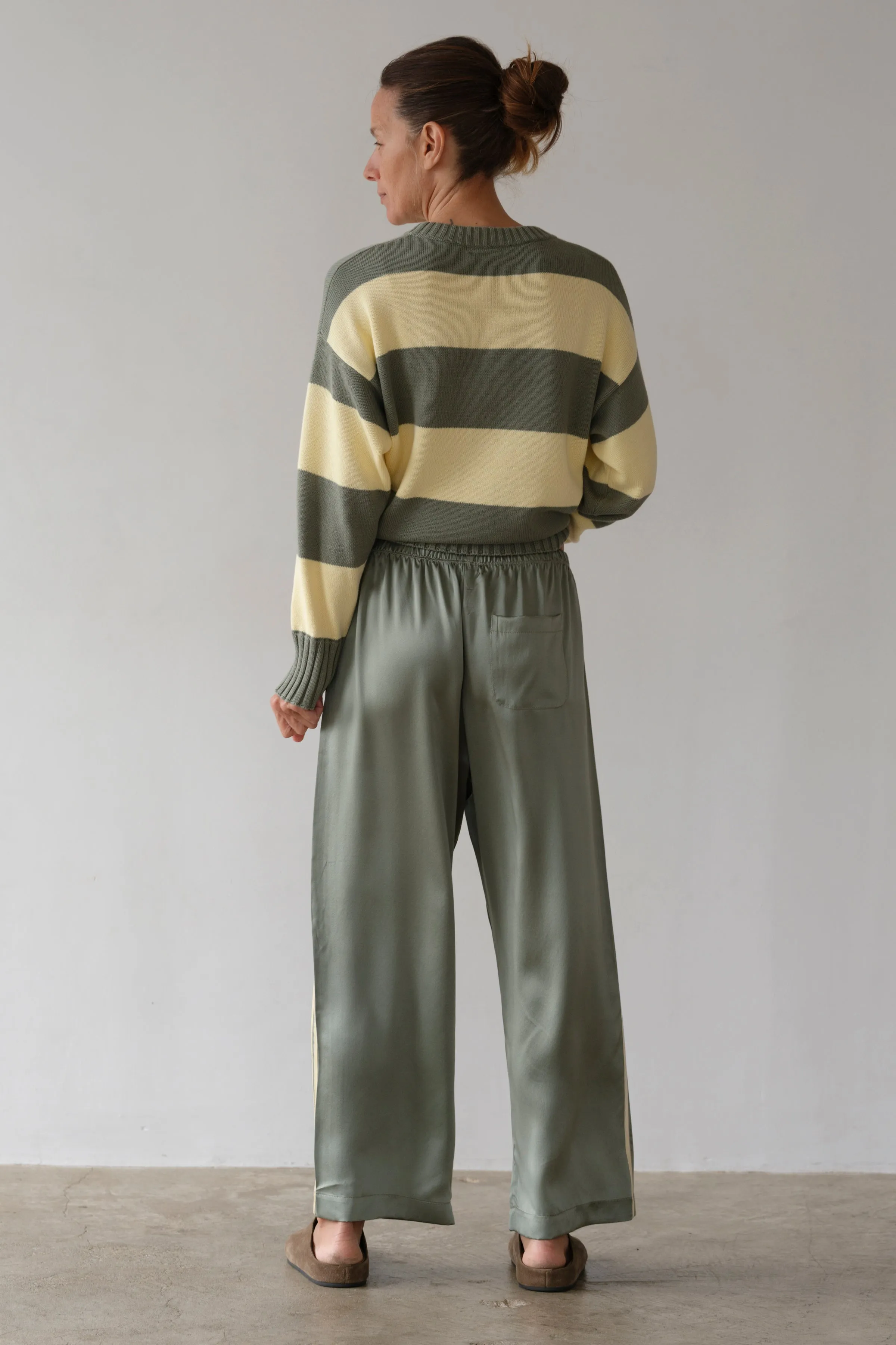 The Silk Stripe Crop Pant sold by DONNI. product image thumbnail 5