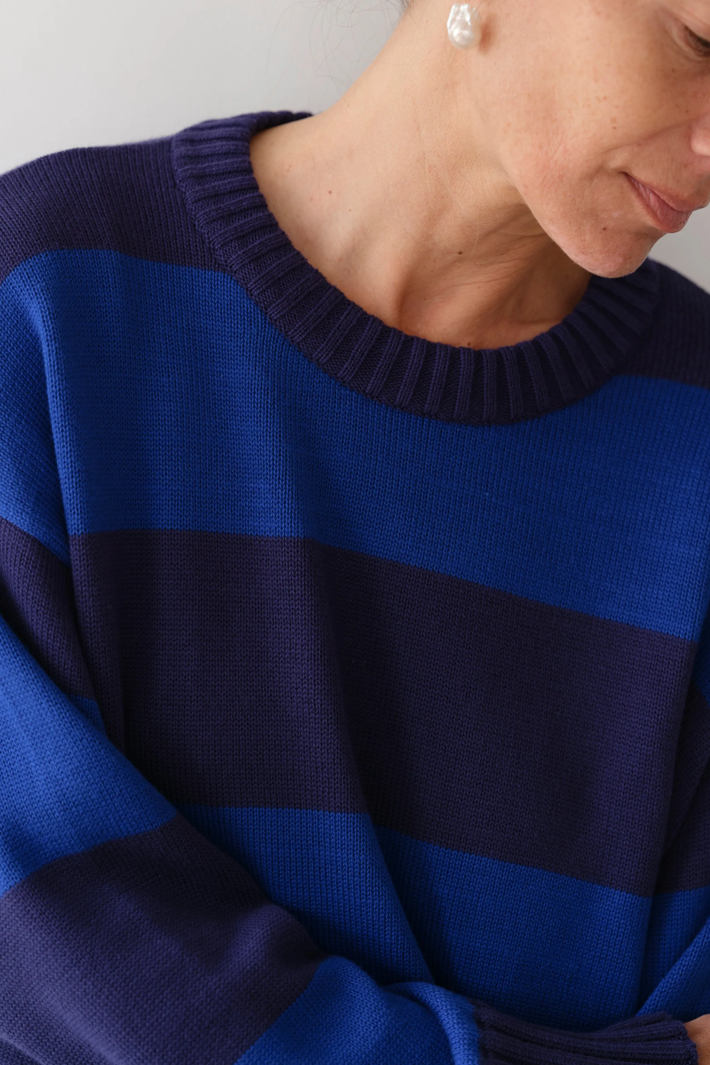 The Cotton Knit Stripe Crewneck Sweater sold by DONNI. product image thumbnail 5