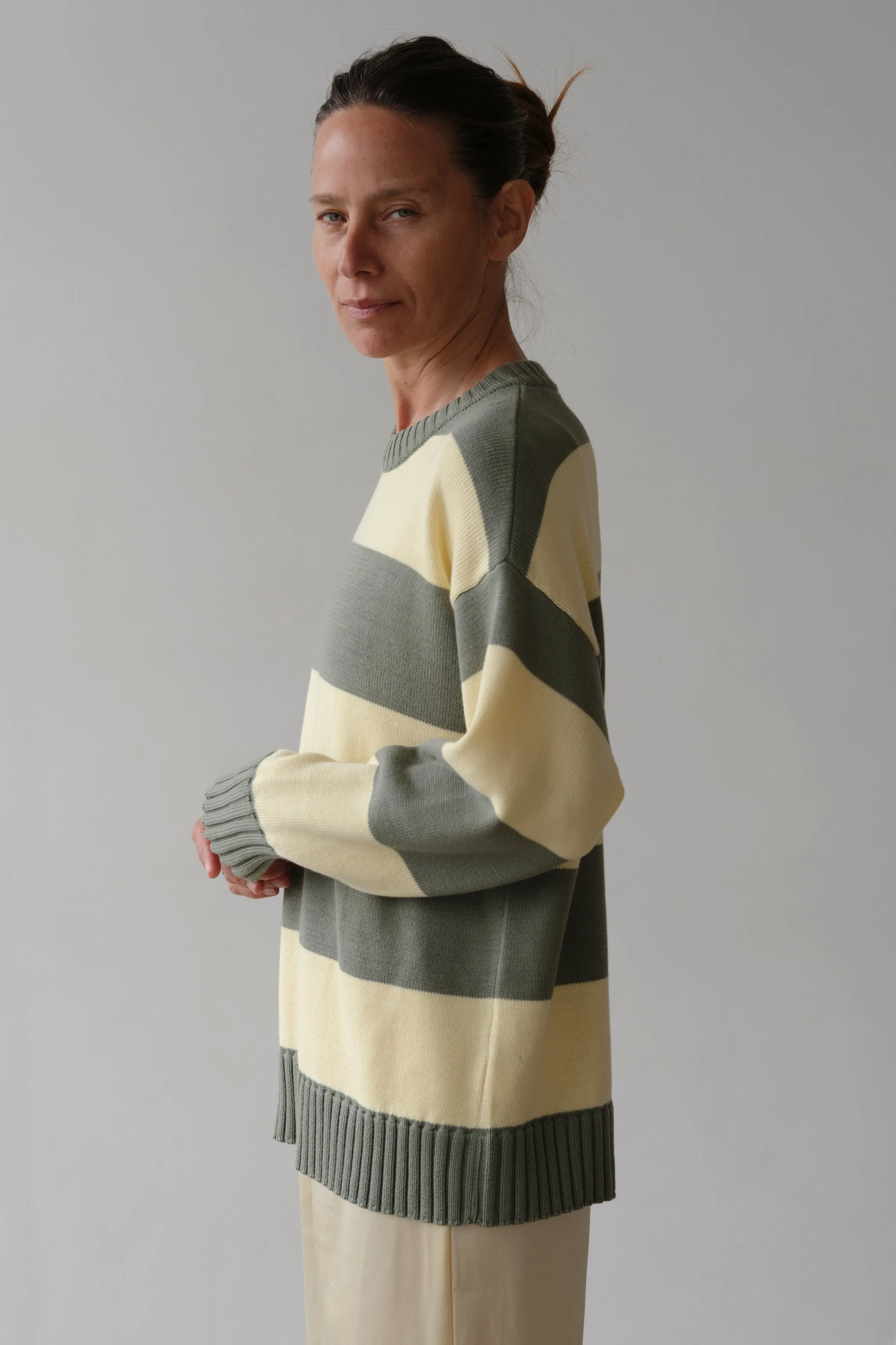 The Cotton Knit Stripe Crewneck Sweater sold by DONNI. product image thumbnail 4