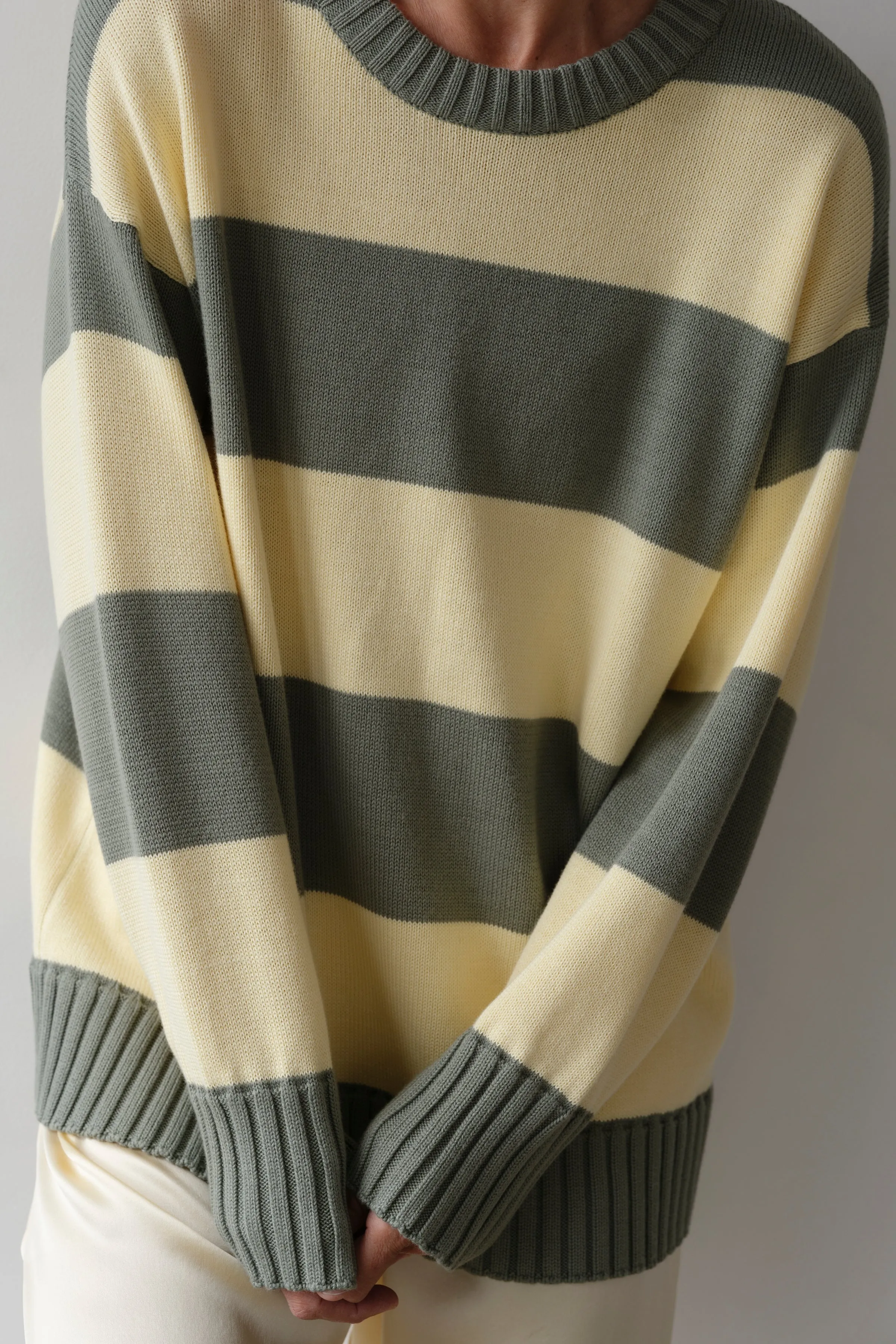 The Cotton Knit Stripe Crewneck Sweater sold by DONNI. product image thumbnail 3