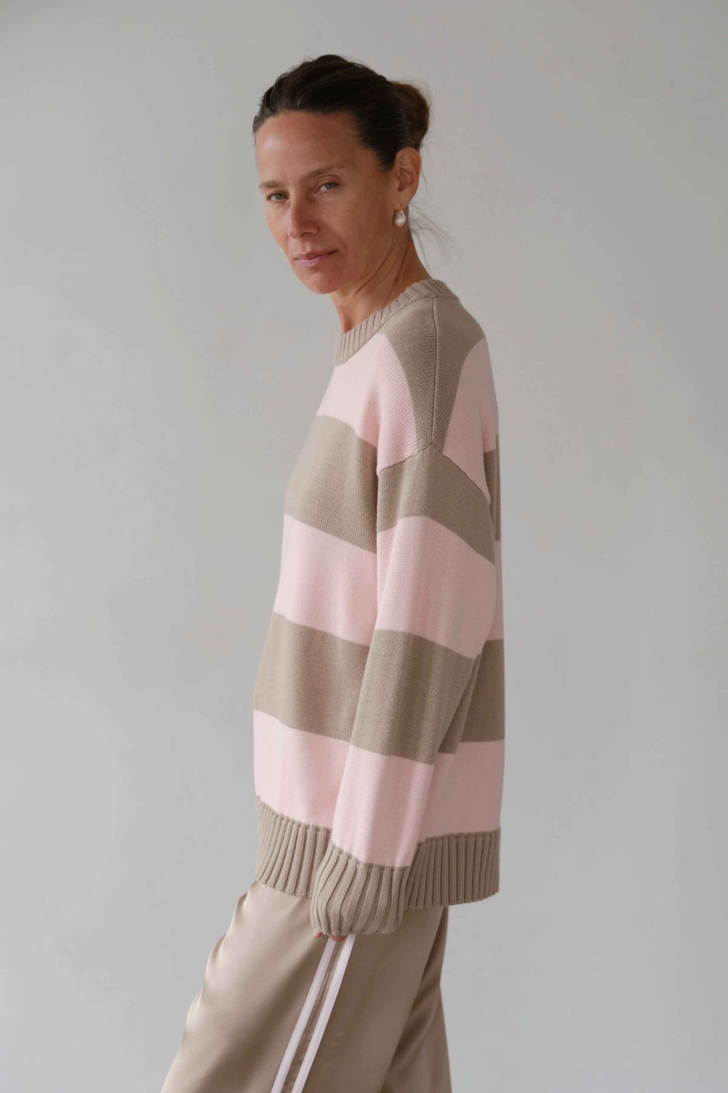 The Cotton Knit Stripe Crewneck Sweater sold by DONNI. product image thumbnail 3
