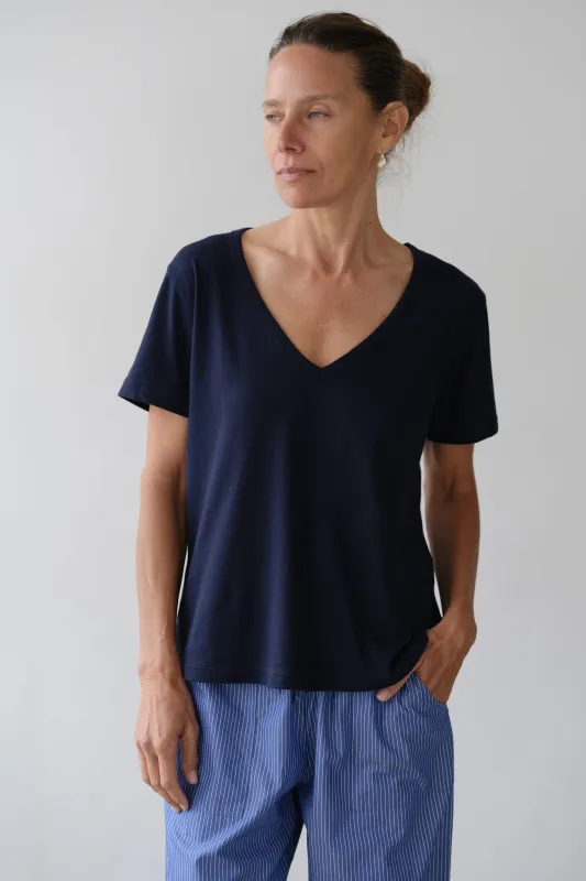 The Jersey Relaxed V-Neck sold by DONNI.