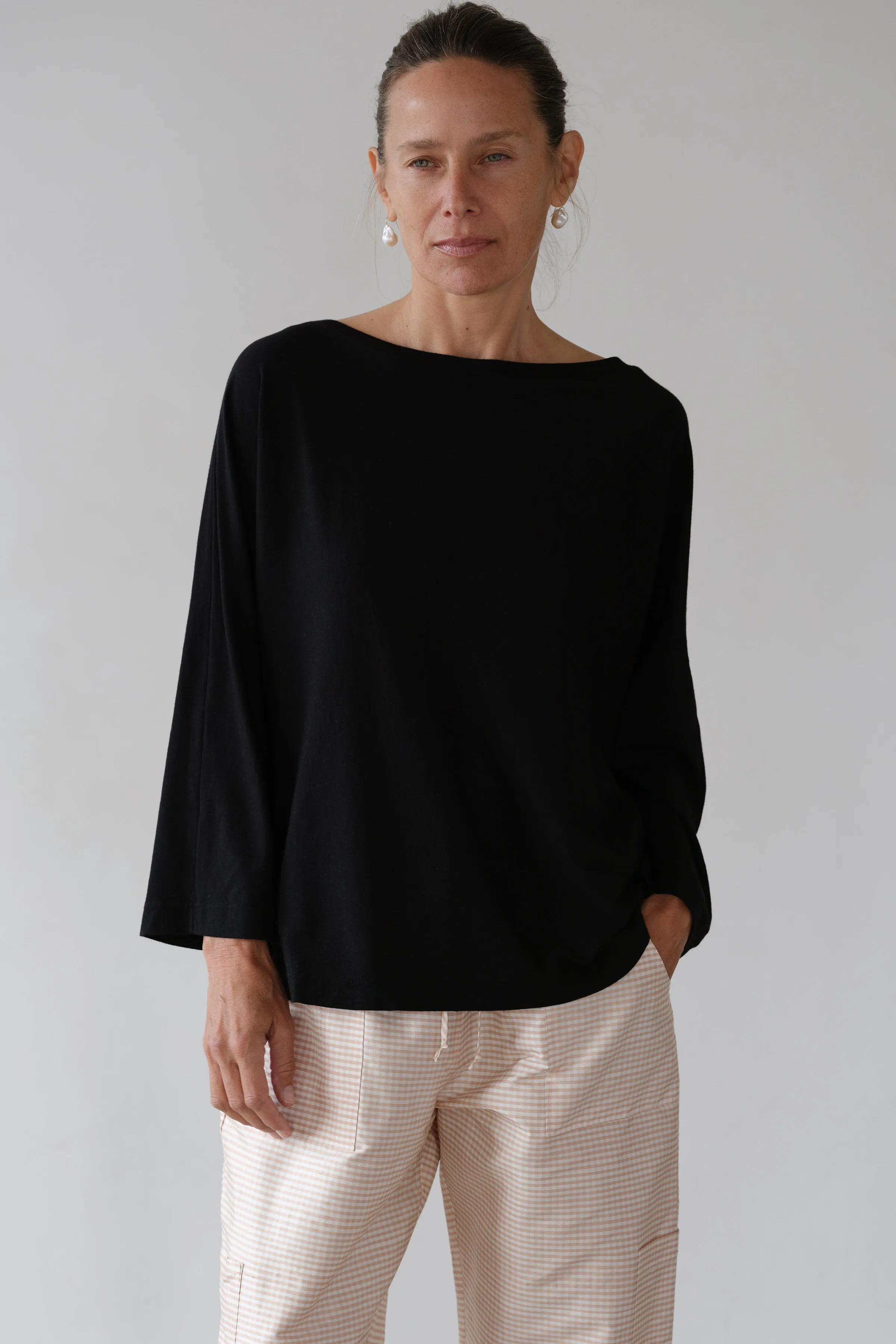 The Jersey Relaxed Boatneck sold by DONNI.