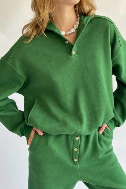 eco fleece button hoodie sold by DONNI.