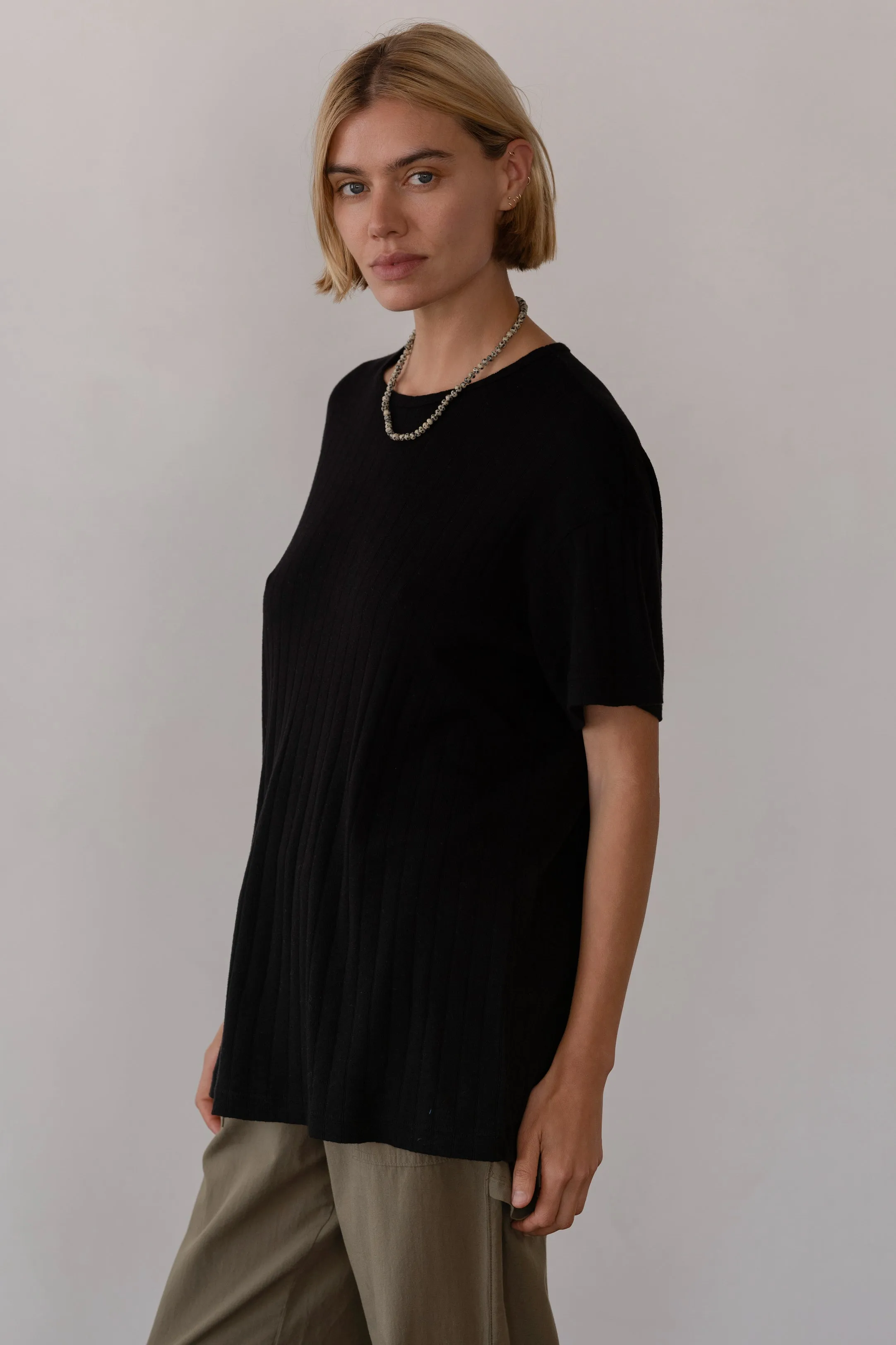 The Pointelle Oversized Tee sold by DONNI. product image thumbnail 3