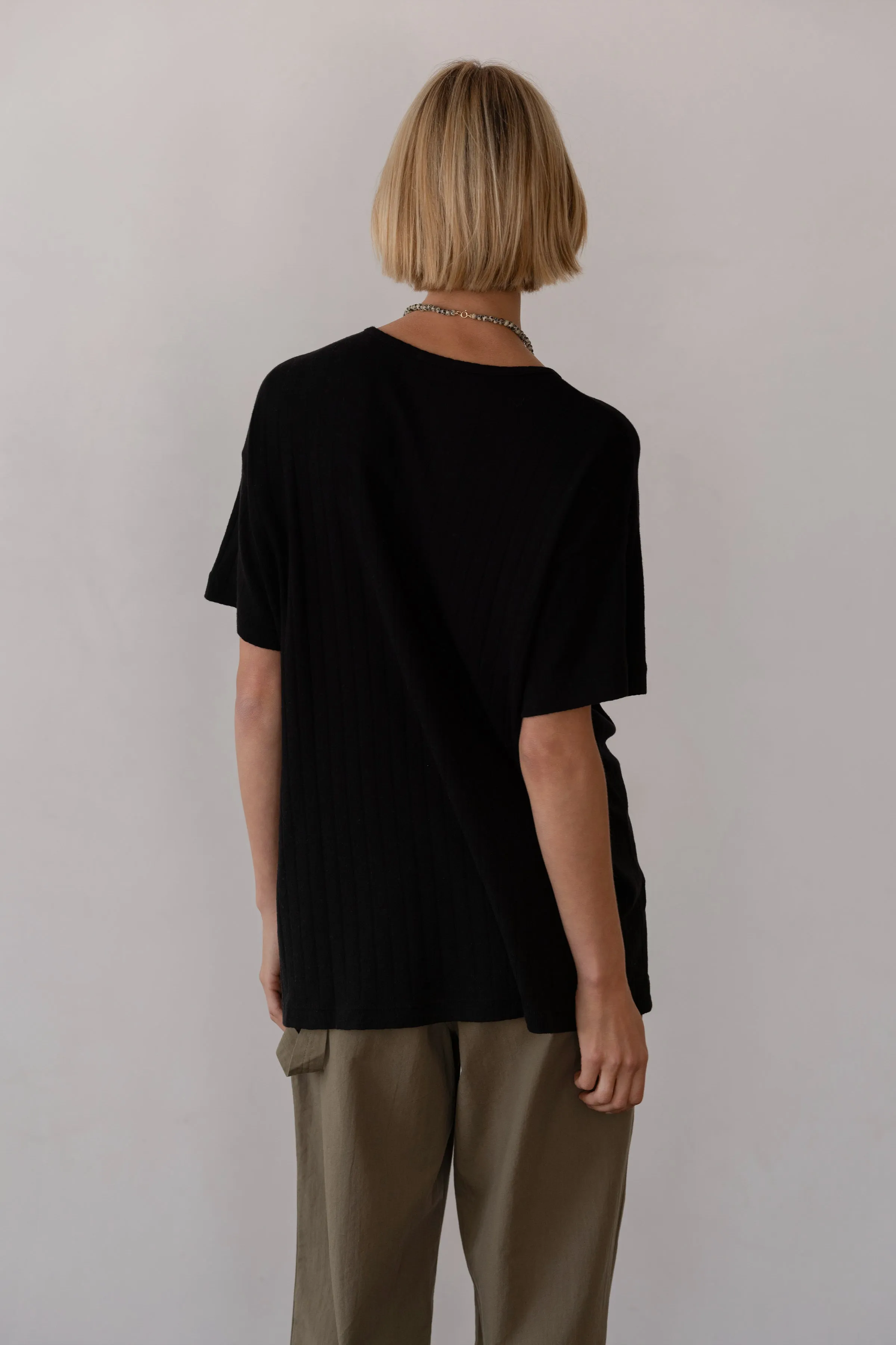 The Pointelle Oversized Tee sold by DONNI. product image thumbnail 4