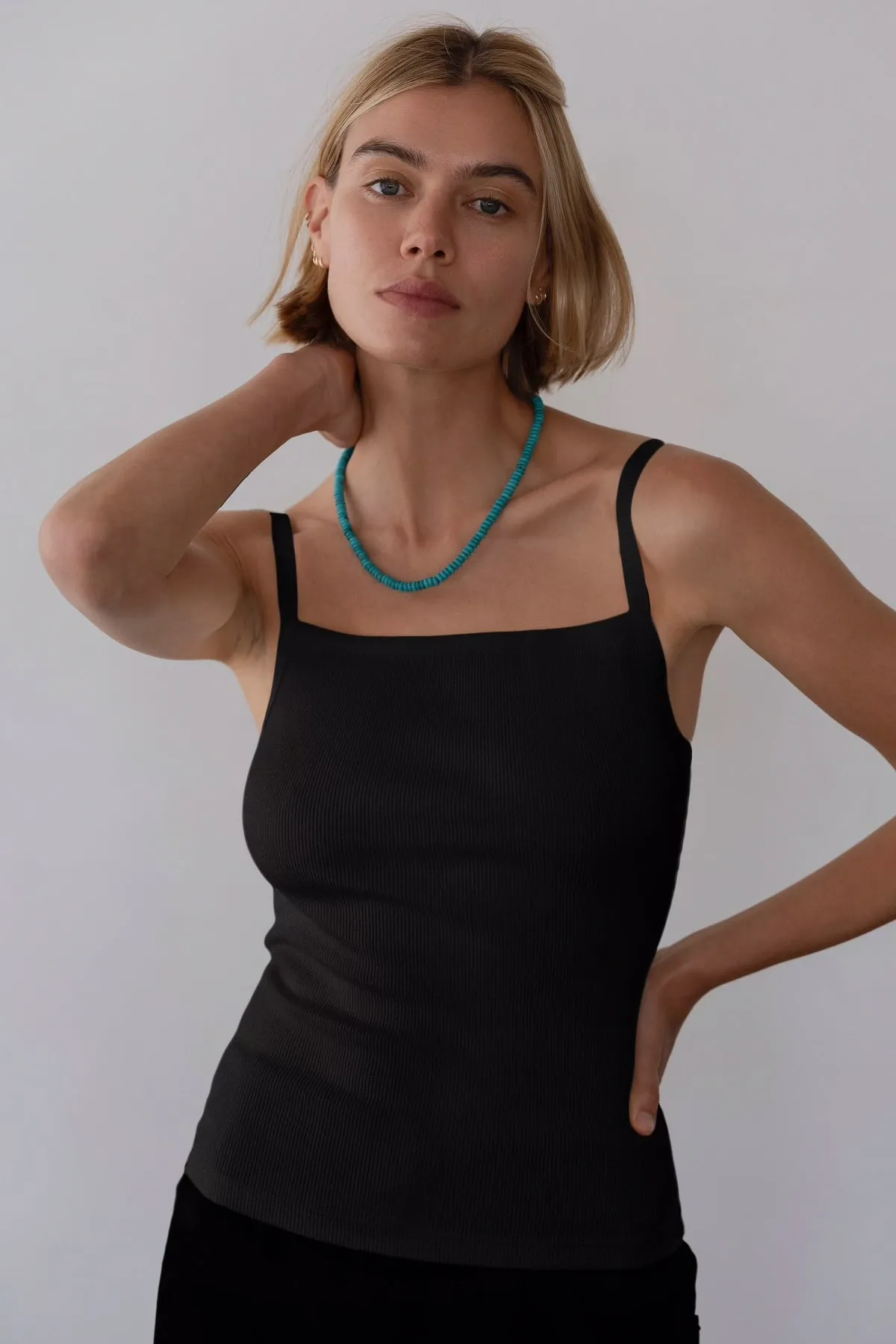 The Rib Satin Tank sold by DONNI.