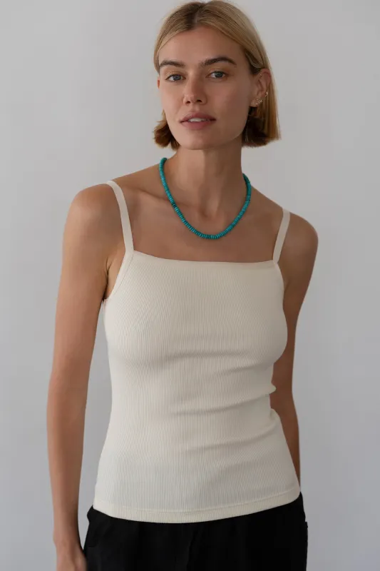 The Rib Satin Tank sold by DONNI.
