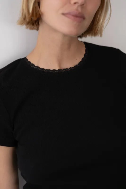 The Vintage Rib Lace Tee sold by DONNI.